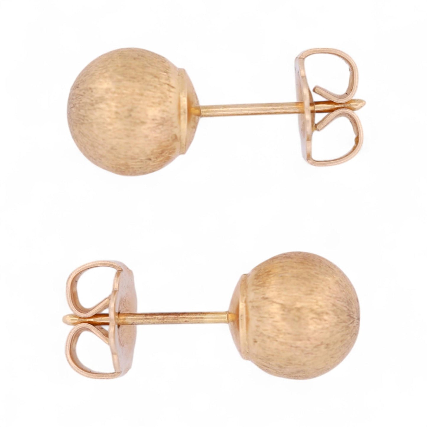 14k Gold Textured Ball Stud Earrings Solid Yellow Gold Bead Studs 6.7mm