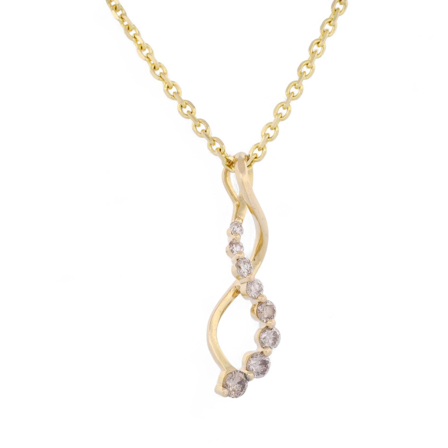 LeVian Chocolate Diamond Twist Pendant 14k Gold Necklace 18" Graduated .38ct