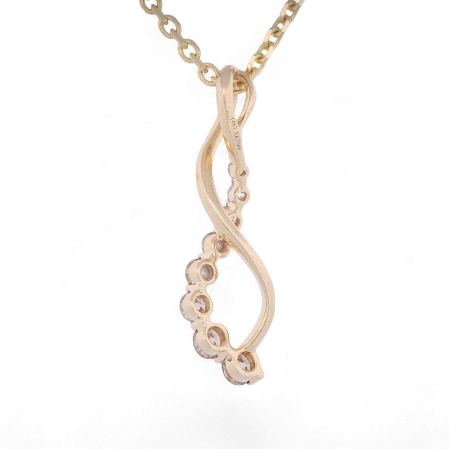 LeVian Chocolate Diamond Twist Pendant 14k Gold Necklace 18" Graduated .38ct