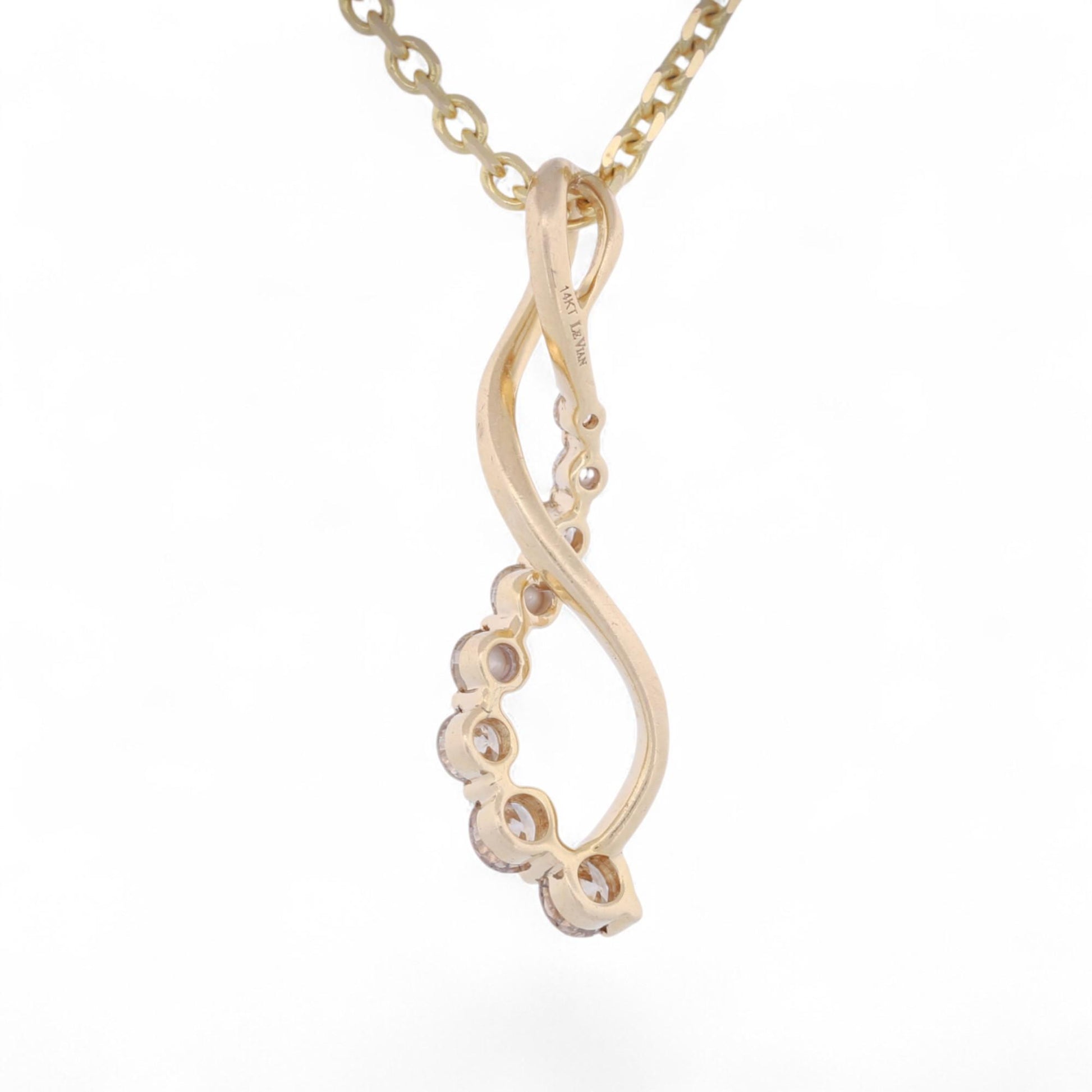 LeVian Chocolate Diamond Twist Pendant 14k Gold Necklace 18" Graduated .38ct