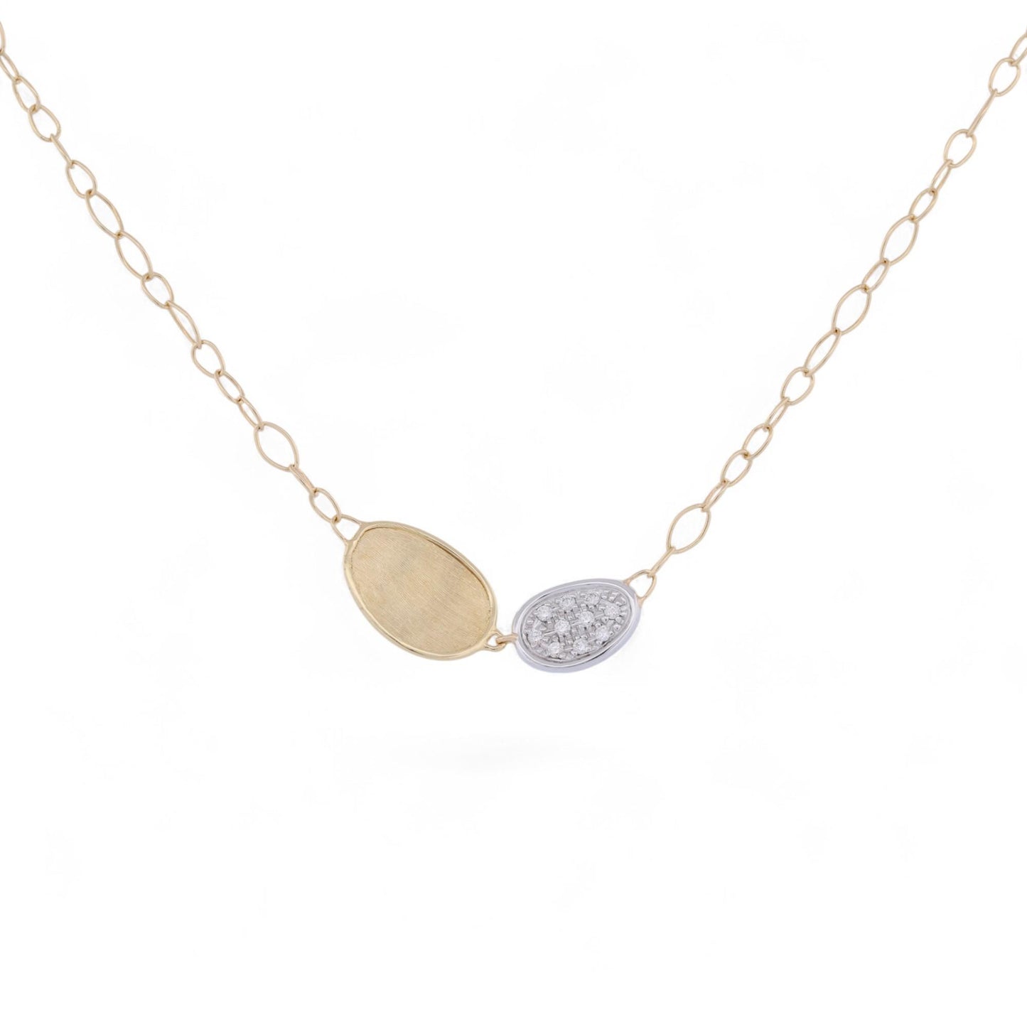 Marco Bicego Lunaria Mini Petal Diamond Necklace 18k Gold
