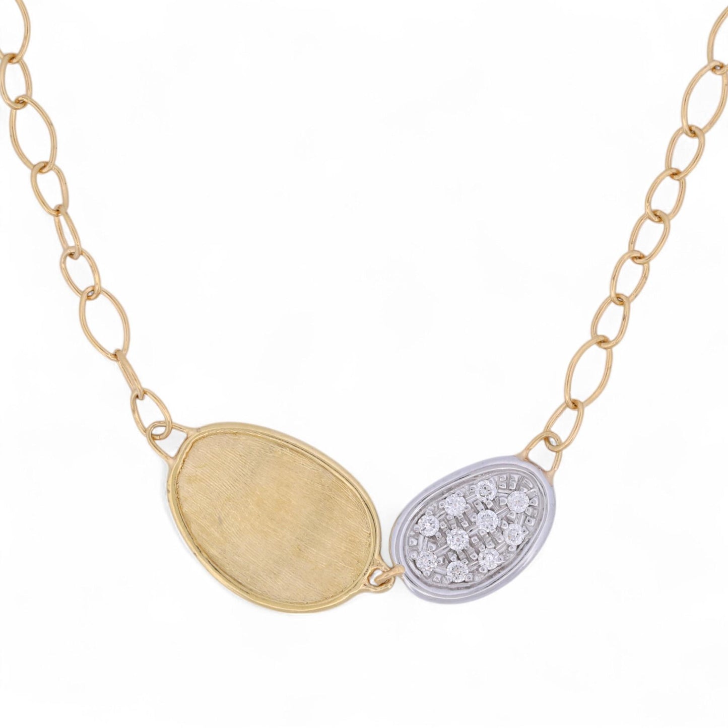 Marco Bicego Lunaria Mini Petal Diamond Necklace 18k Gold