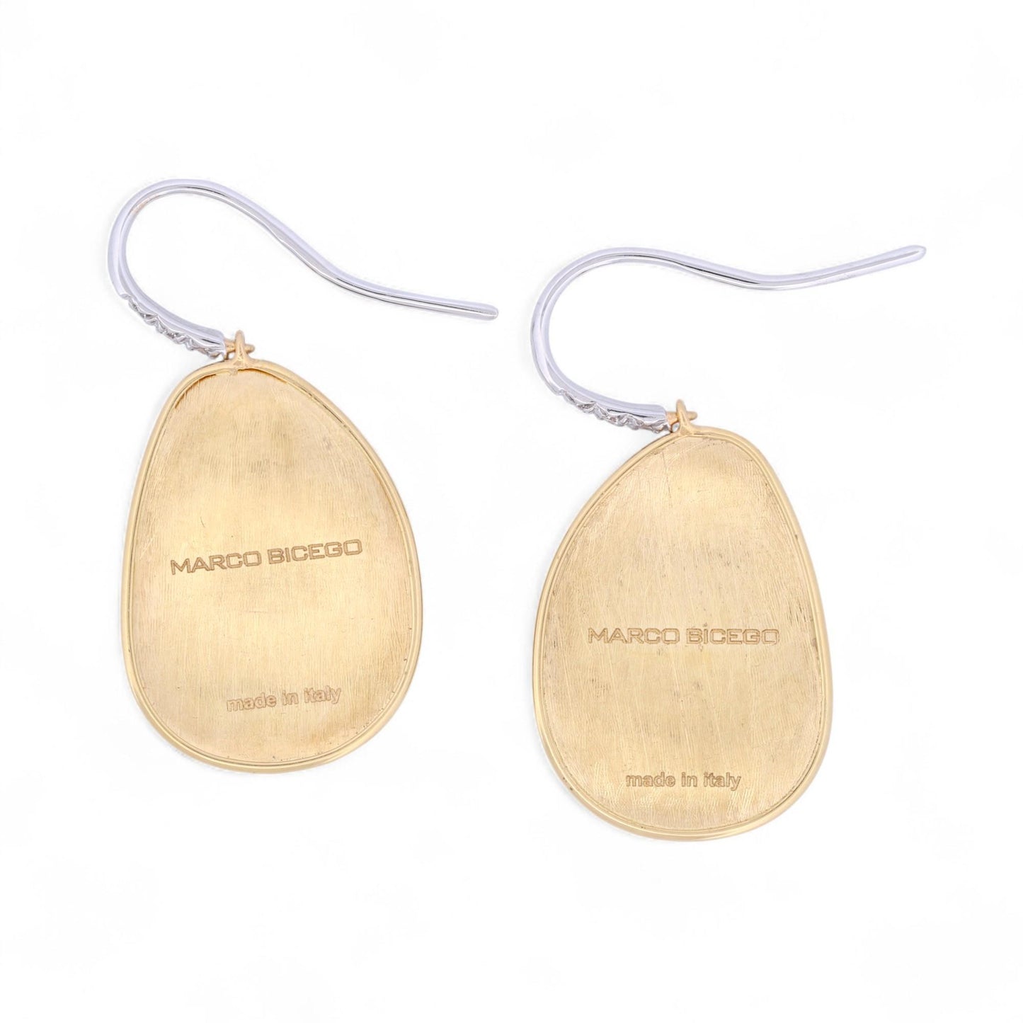 Marco Bicego Lunaria Diamond Drop Earrings 18k Yellow White Gold