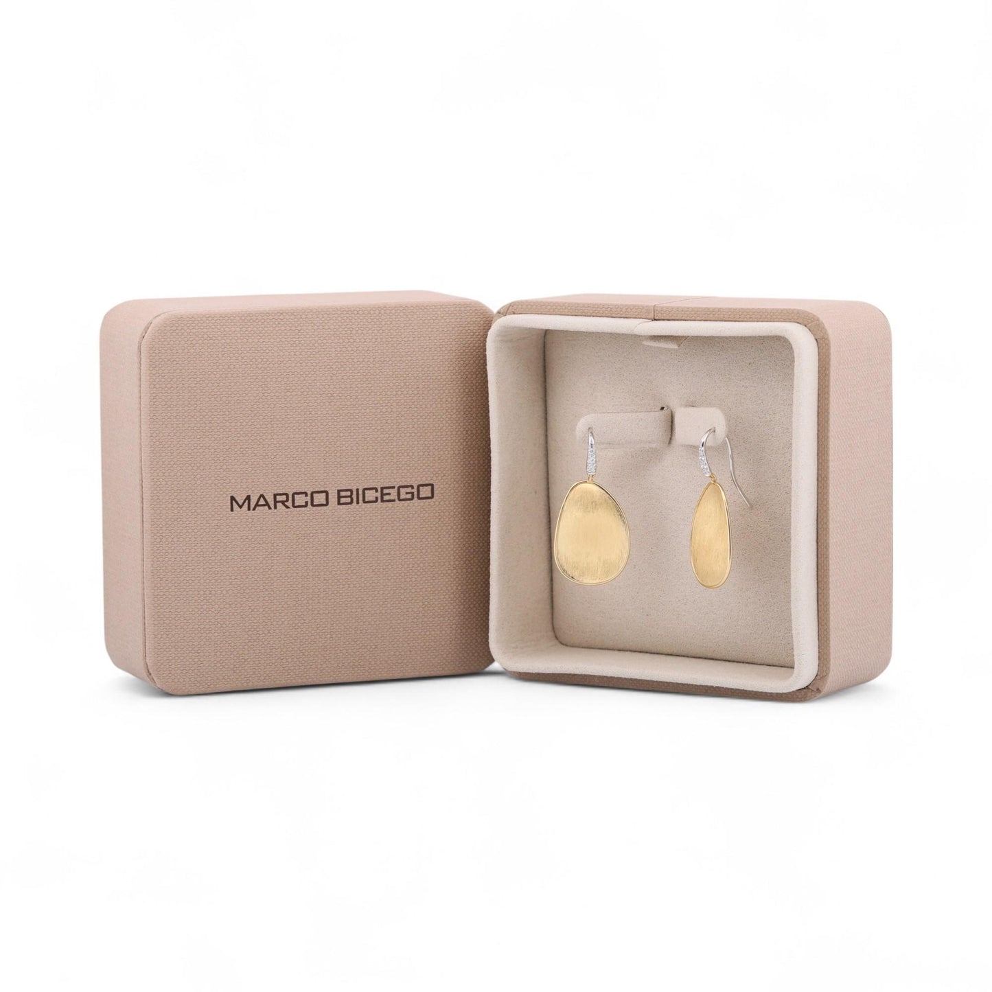 Marco Bicego Lunaria Diamond Drop Earrings 18k Yellow White Gold