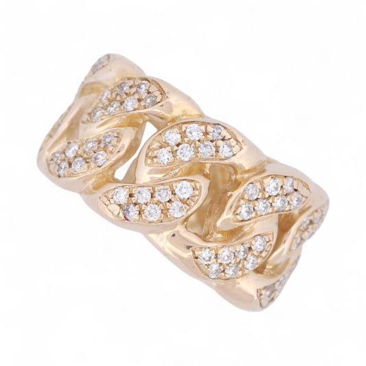 Sculptural Diamond Curb Link Ring in 14K Yellow Gold, 1.00ct