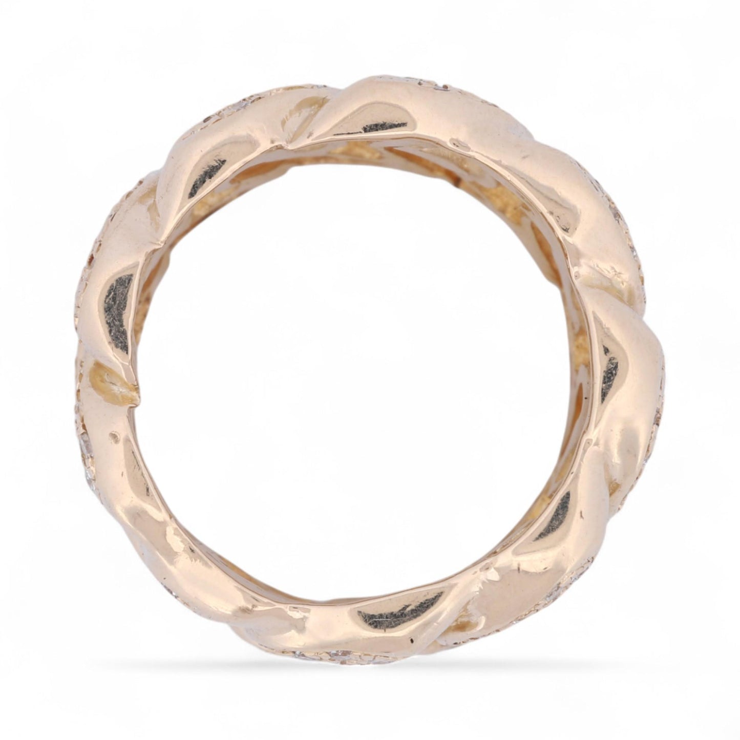 14k Yellow Gold Wide Curb Link Diamond Statement Band Ring 1cttw