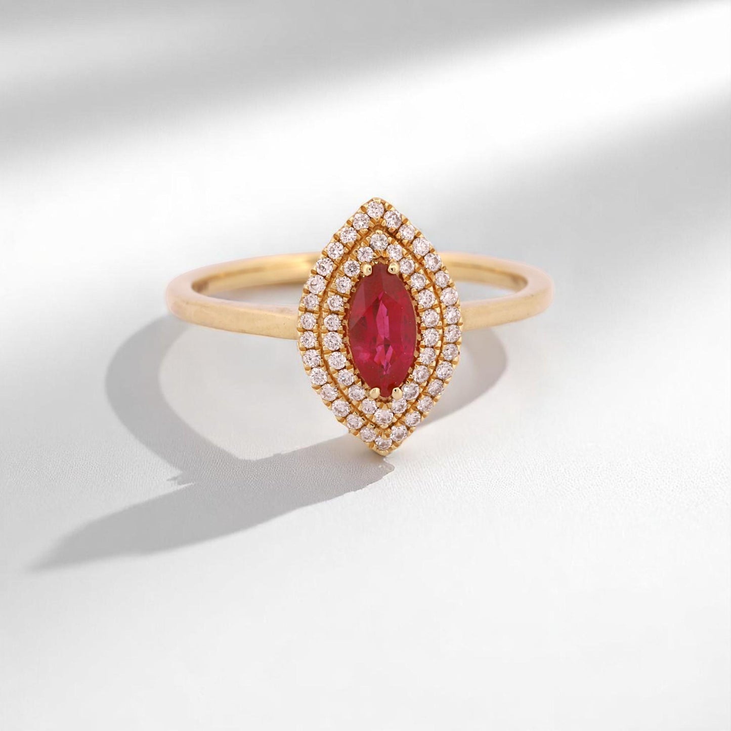 Iliana 18K Gold Marquise Ruby & Diamond Halo Cocktail Ring
