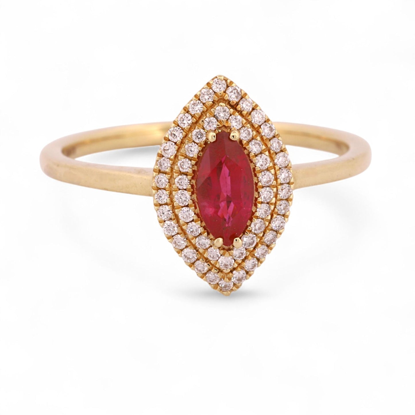Iliana 18K Gold Marquise Ruby & Diamond Halo Cocktail Ring