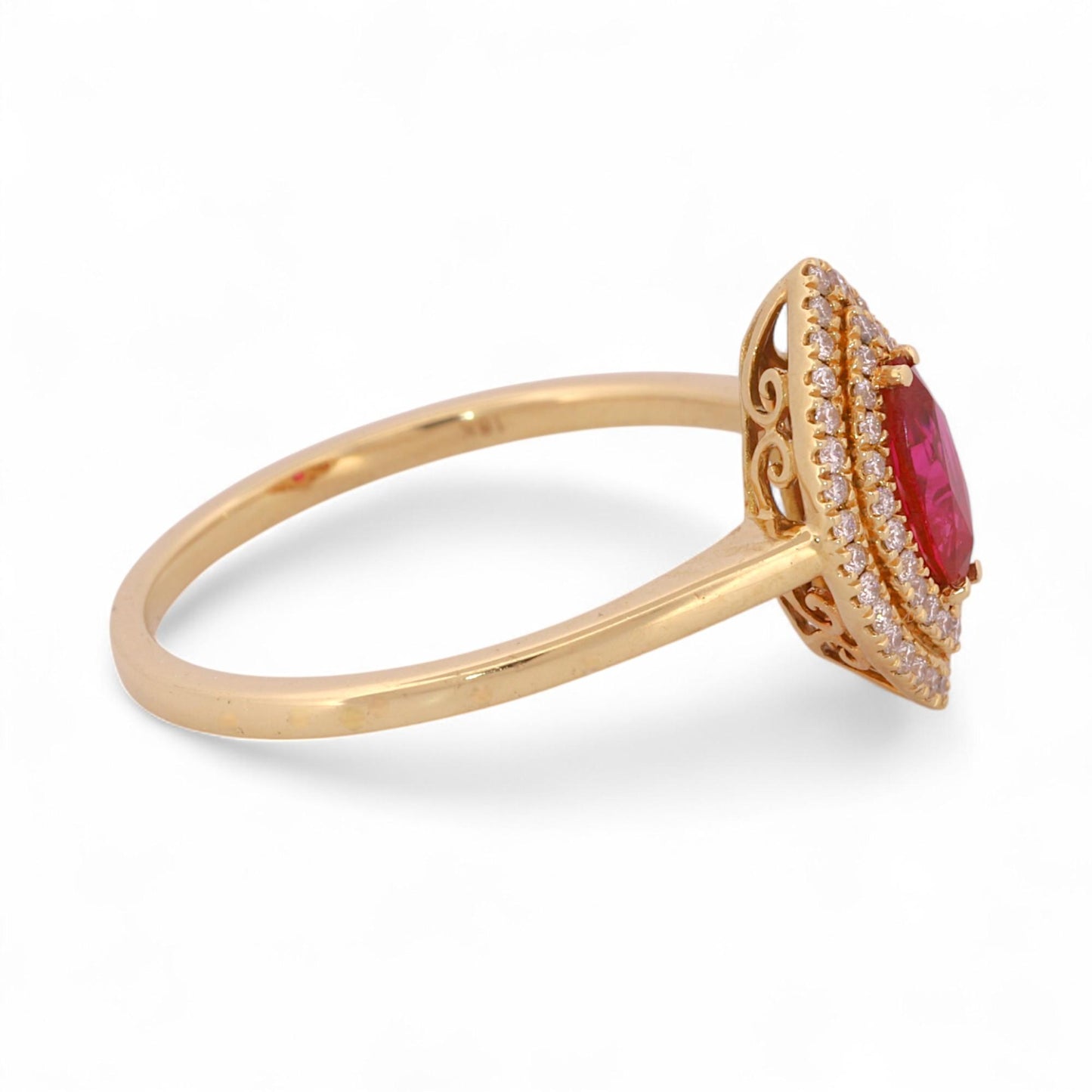 Iliana 18K Gold Marquise Ruby & Diamond Halo Cocktail Ring