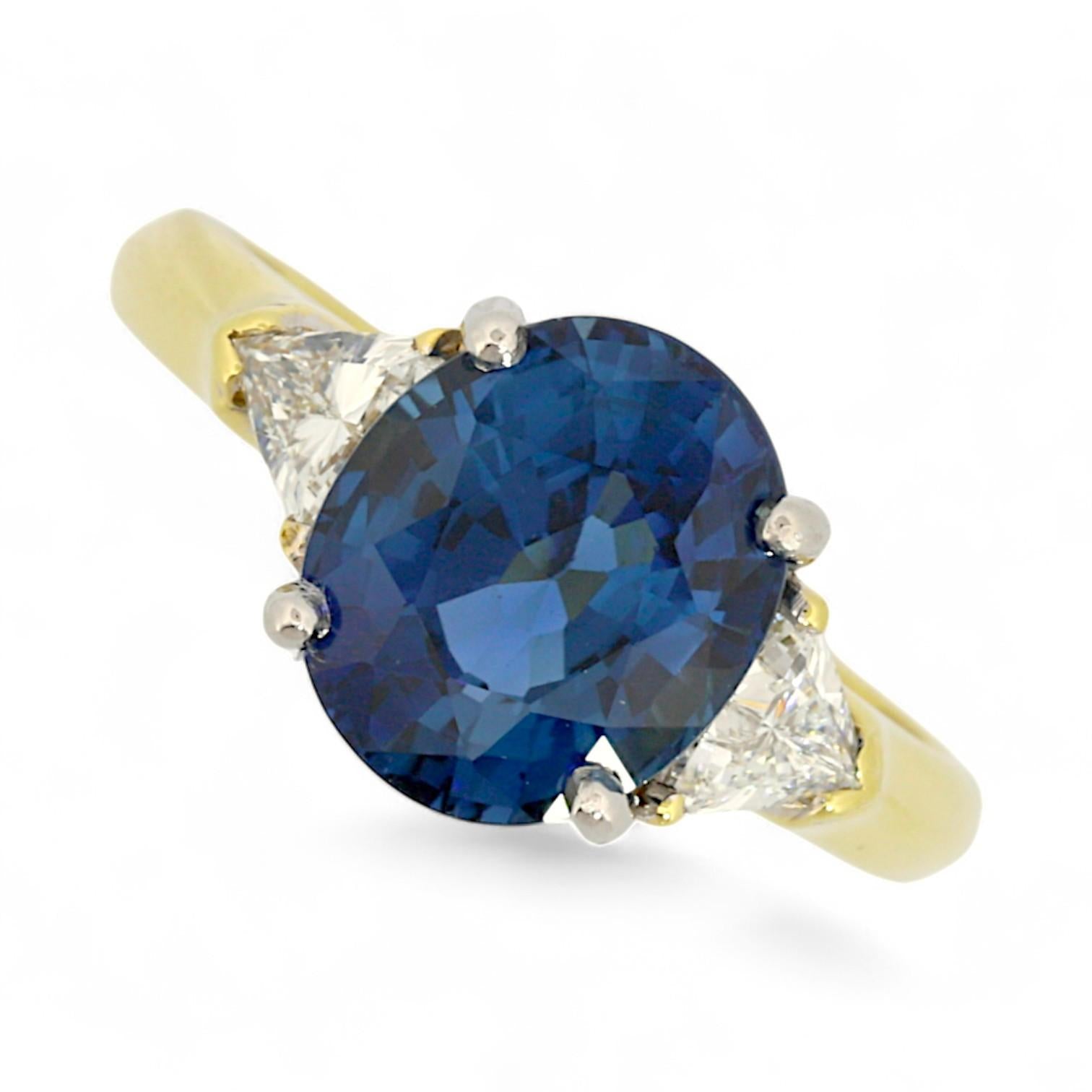 Thailand Natural Blue Sapphire & Diamond Ring in 18K Gold – GIA Certified Signed