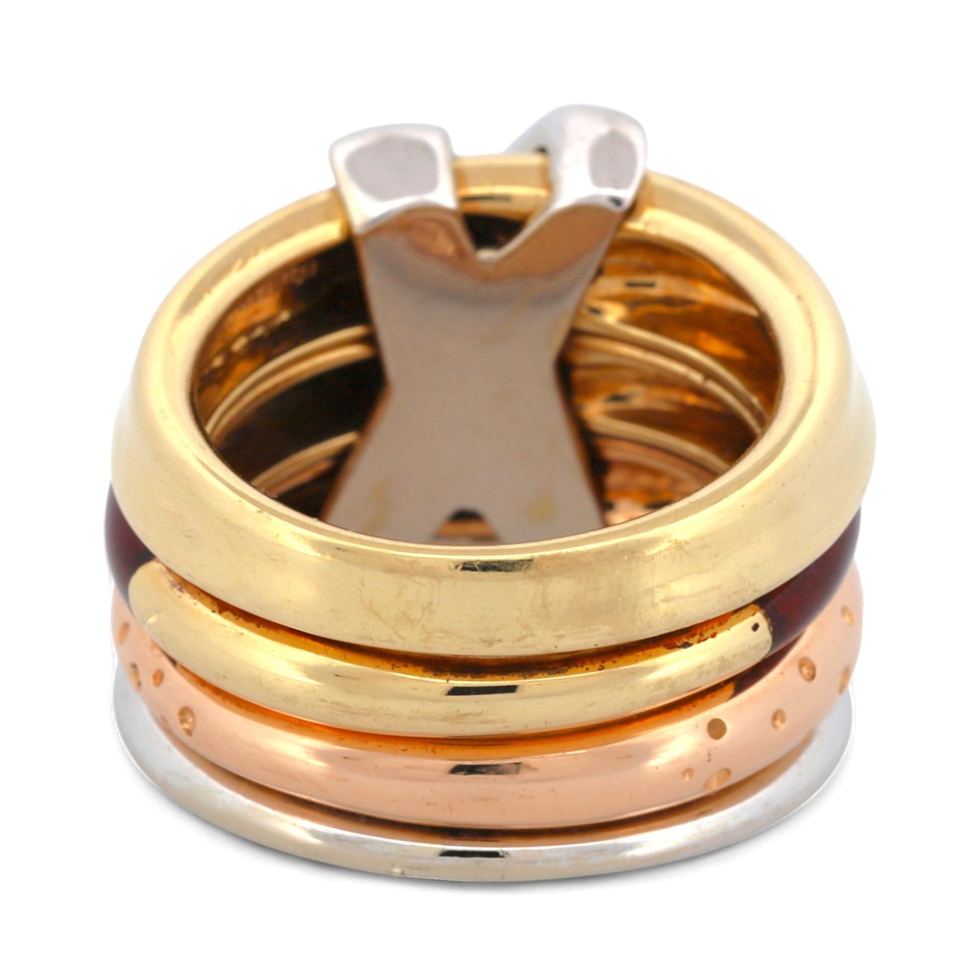 La Nouvelle Bague X-Link Four-Band Diamond & Enamel Ring in 18K Gold