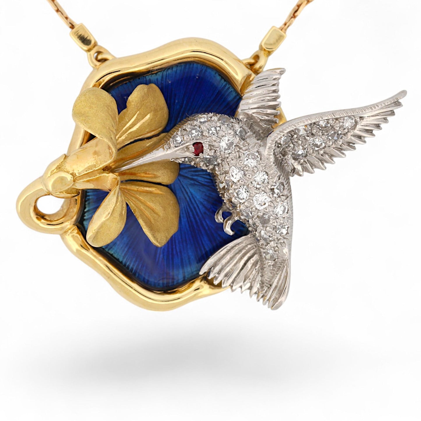 McTeigue & Schuler Hummingbird Pendant in Platinum & 18K Gold with Diamonds