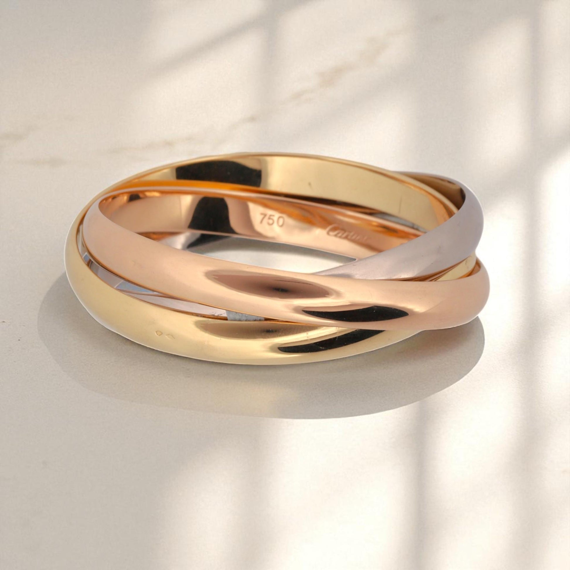 Cartier Trinity XL Bangle Bracelet in 18K Tri-Color Gold, Size 21