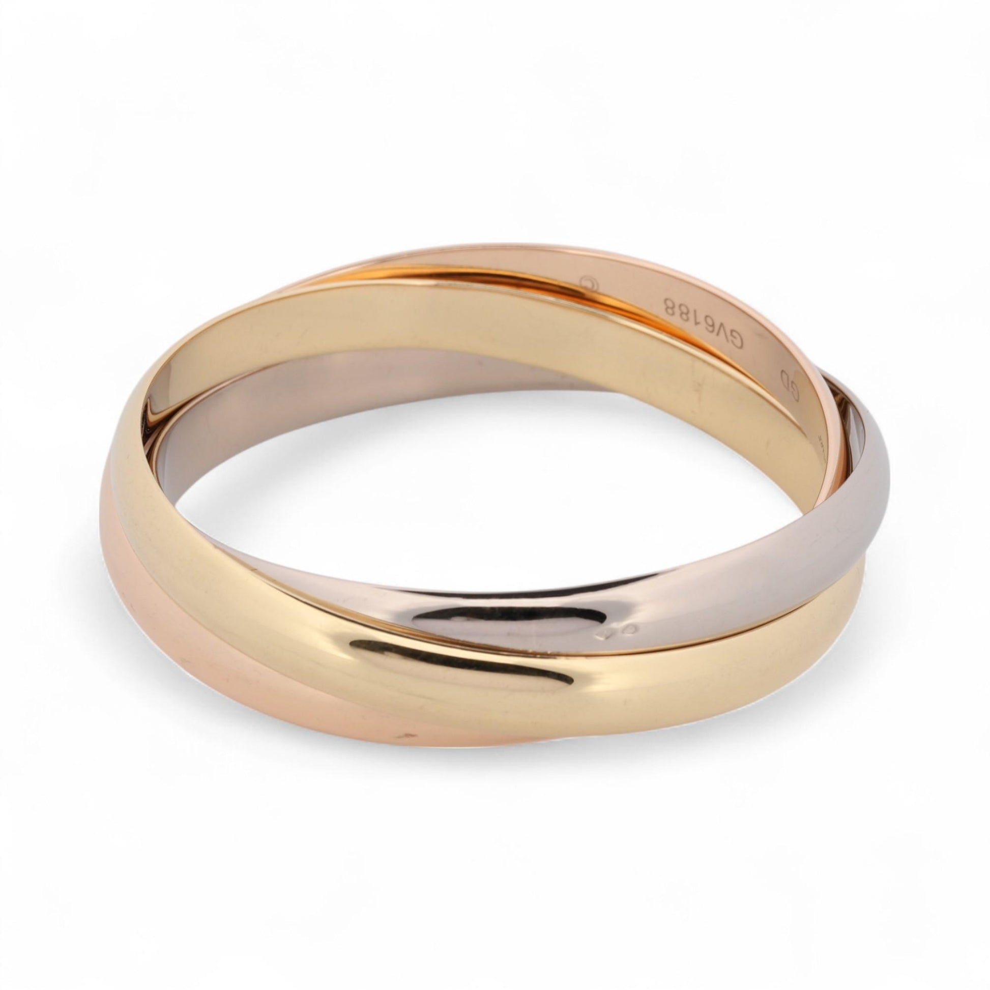 Cartier Trinity XL Bangle Bracelet in 18K Tri-Color Gold, Size 21