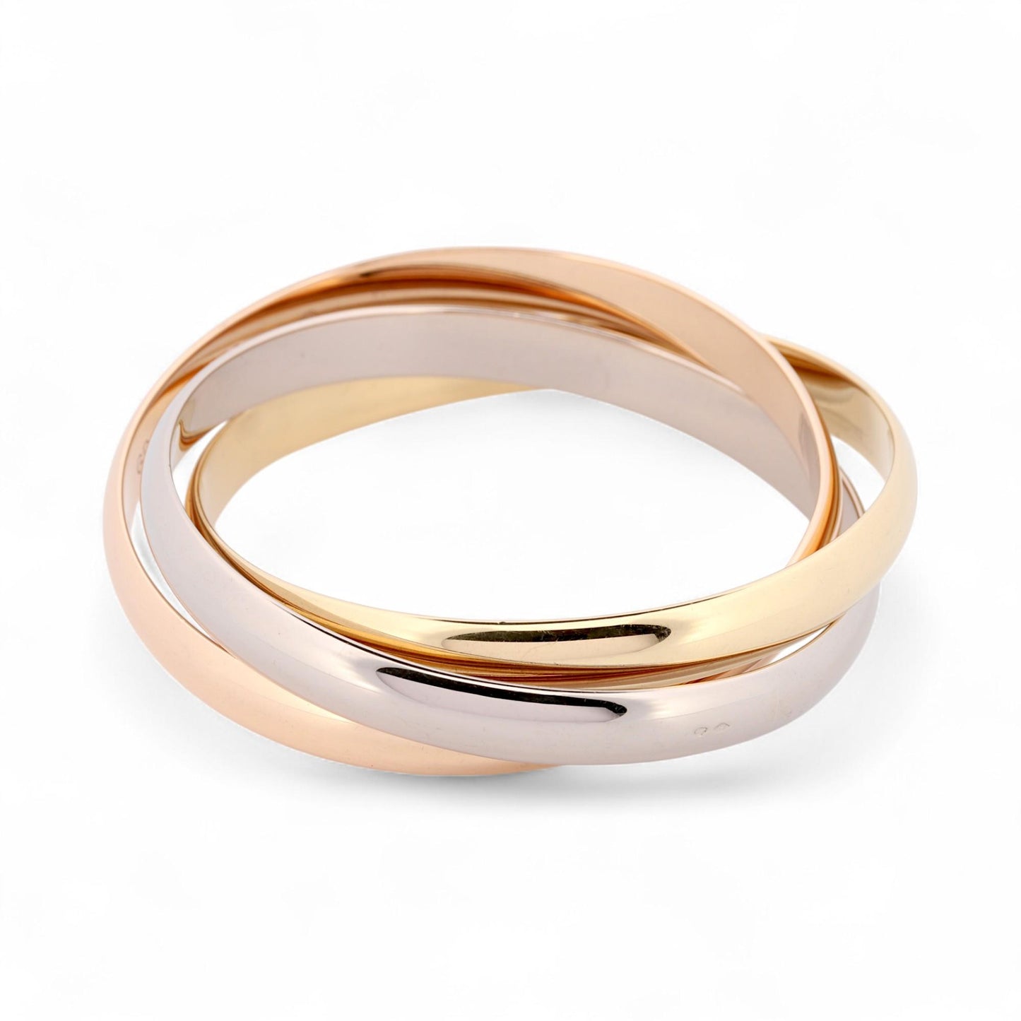 Cartier Trinity XL Bangle Bracelet in 18K Tri-Color Gold, Size 21