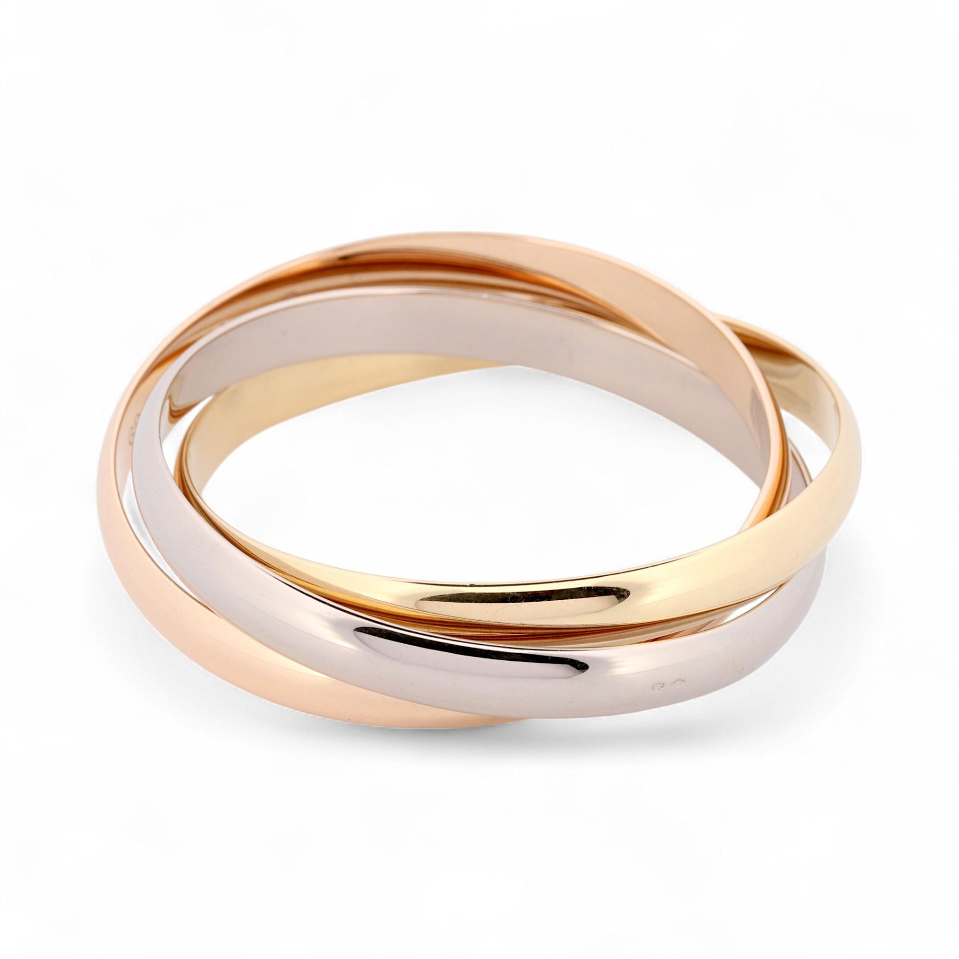 Cartier Trinity XL Bangle Bracelet in 18K Tri-Color Gold, Size 21