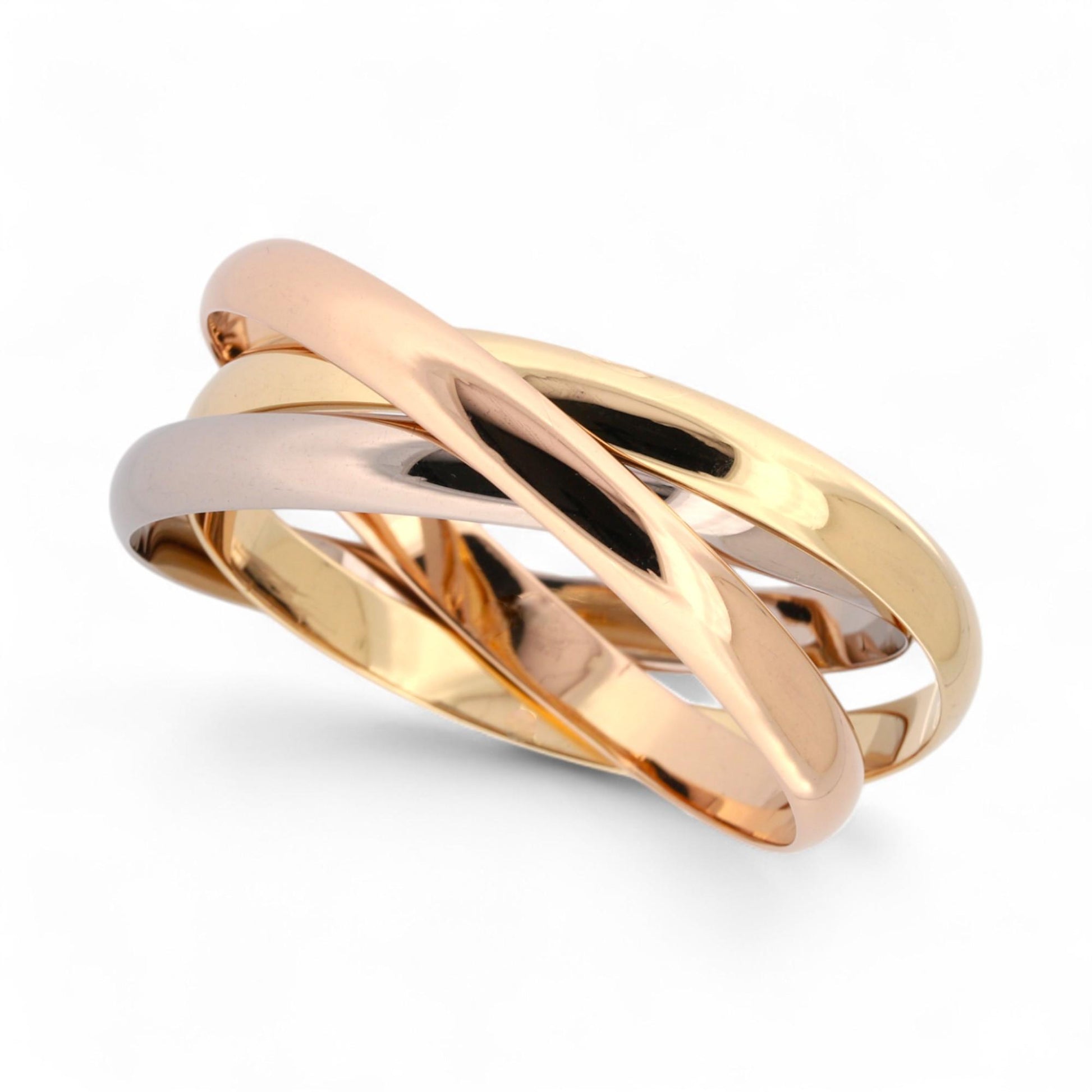 Cartier Trinity XL Bangle Bracelet in 18K Tri-Color Gold, Size 21