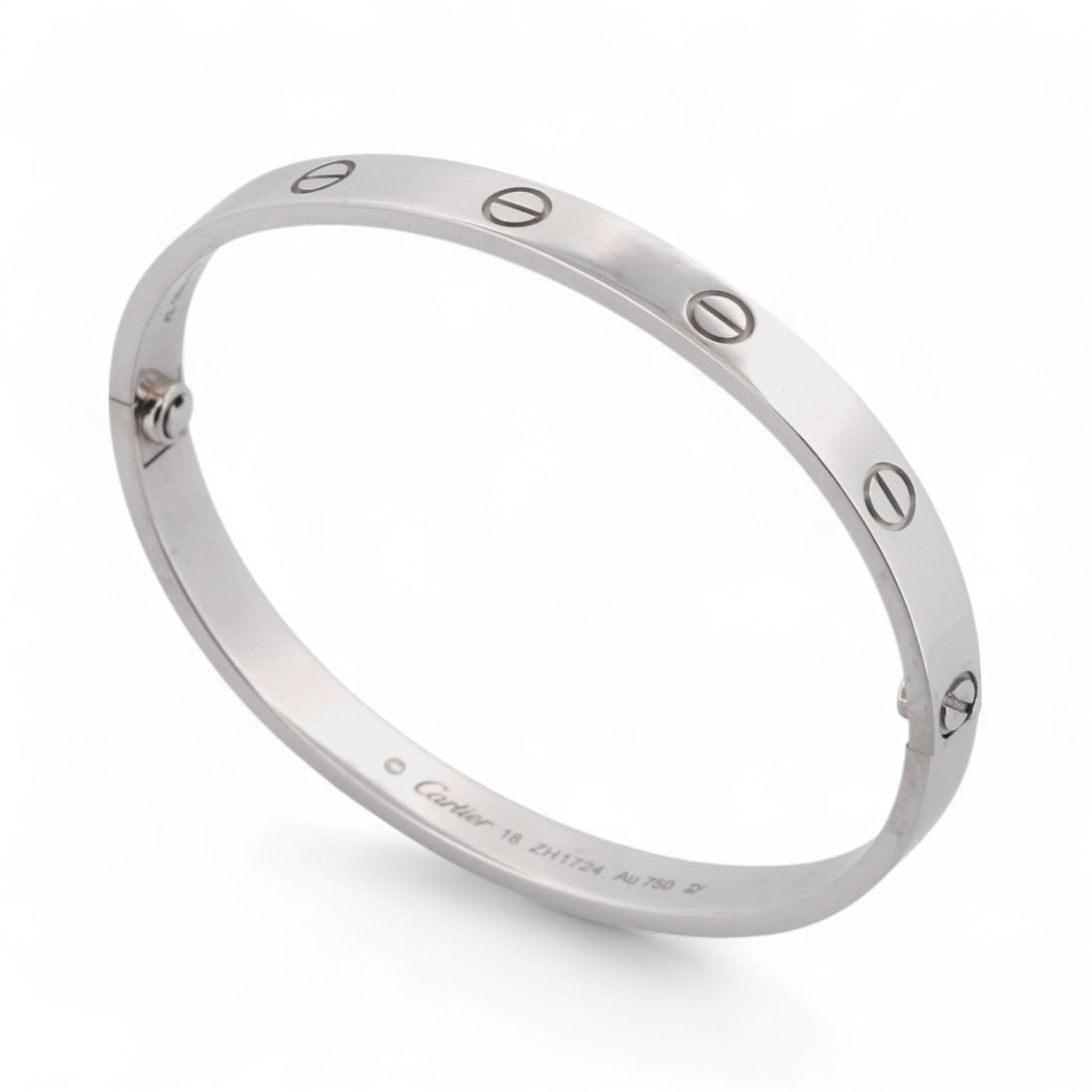 Cartier LOVE Bracelet Classic Model in 18K White Gold Size 18 Box Papers