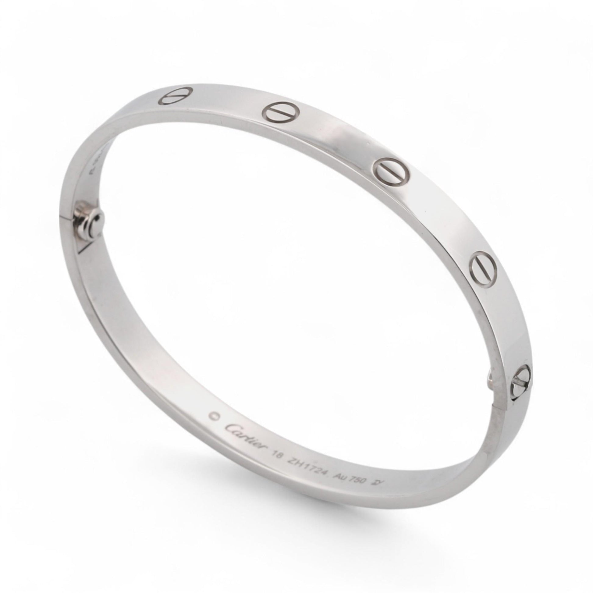 Cartier LOVE Bracelet Classic Model in 18K White Gold Size 18 Box Papers