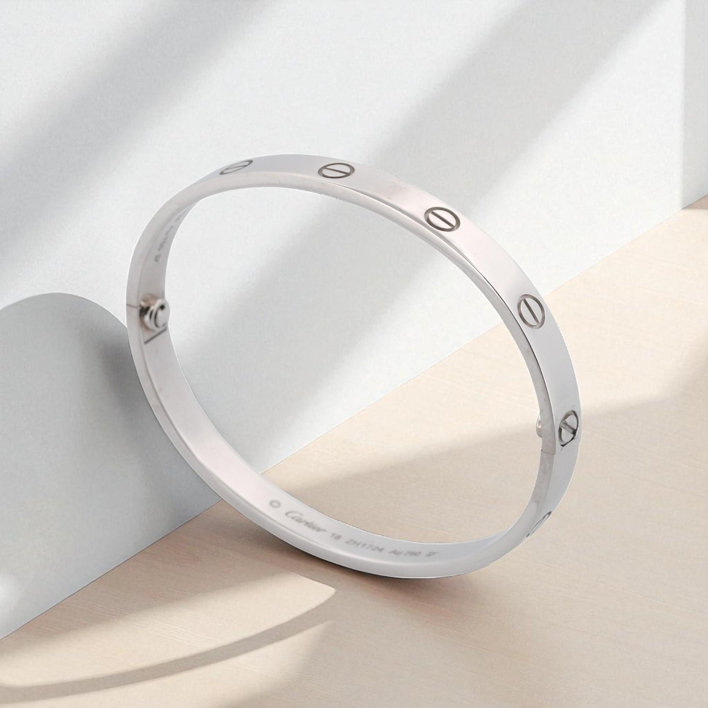 Cartier LOVE Bracelet Classic Model in 18K White Gold Size 18 Box Papers