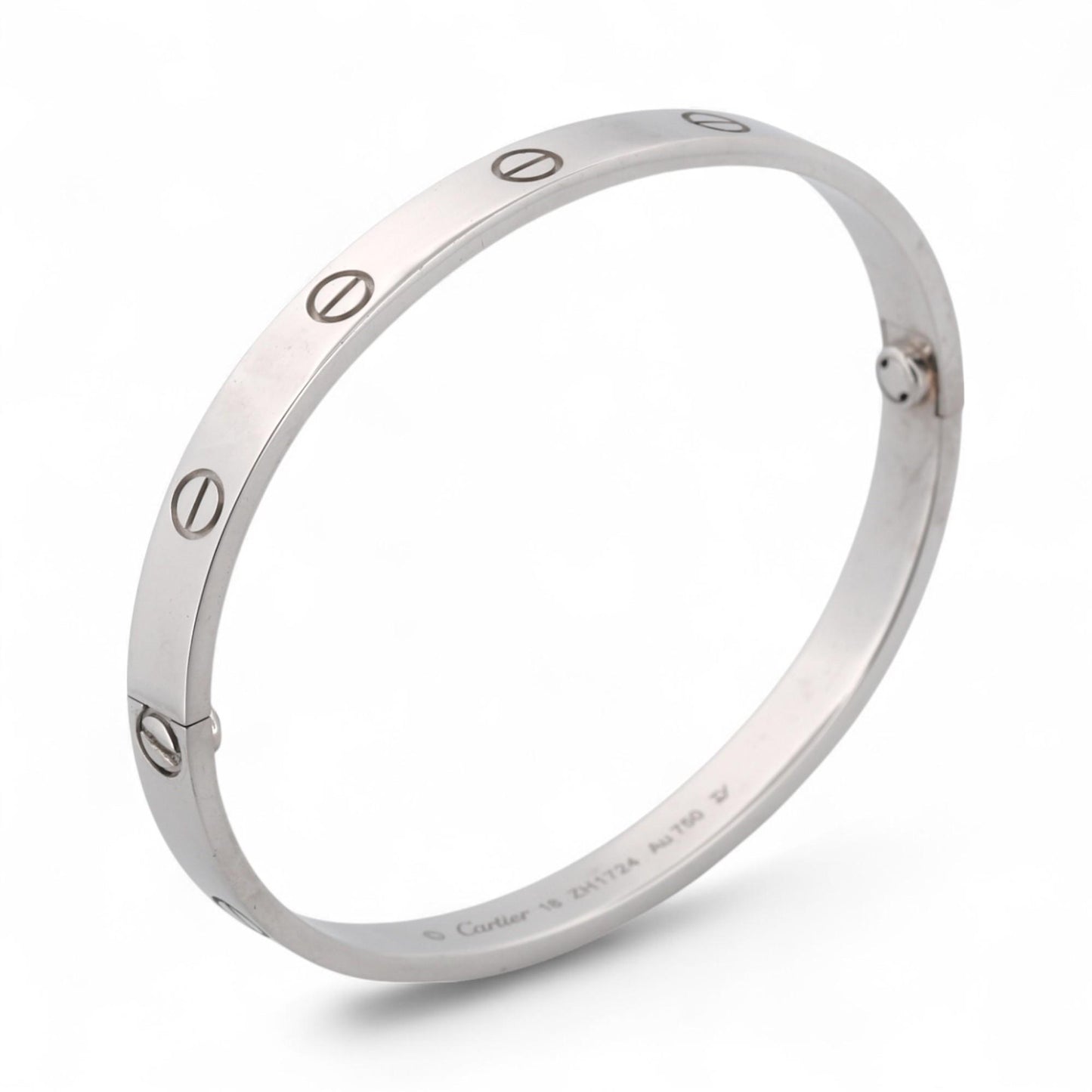 Cartier LOVE Bracelet Classic Model in 18K White Gold Size 18 Box Papers