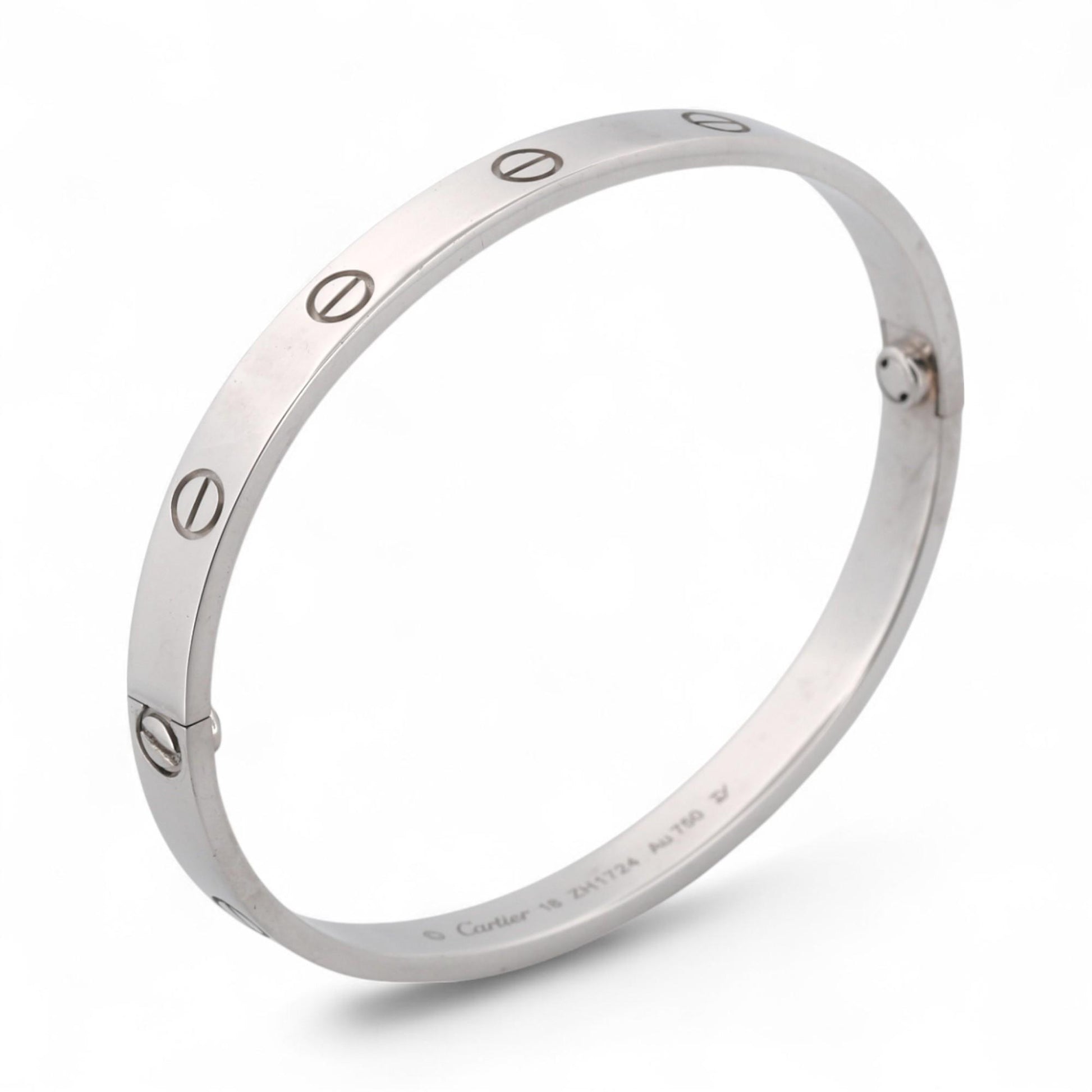 Cartier LOVE Bracelet Classic Model in 18K White Gold Size 18 Box Papers