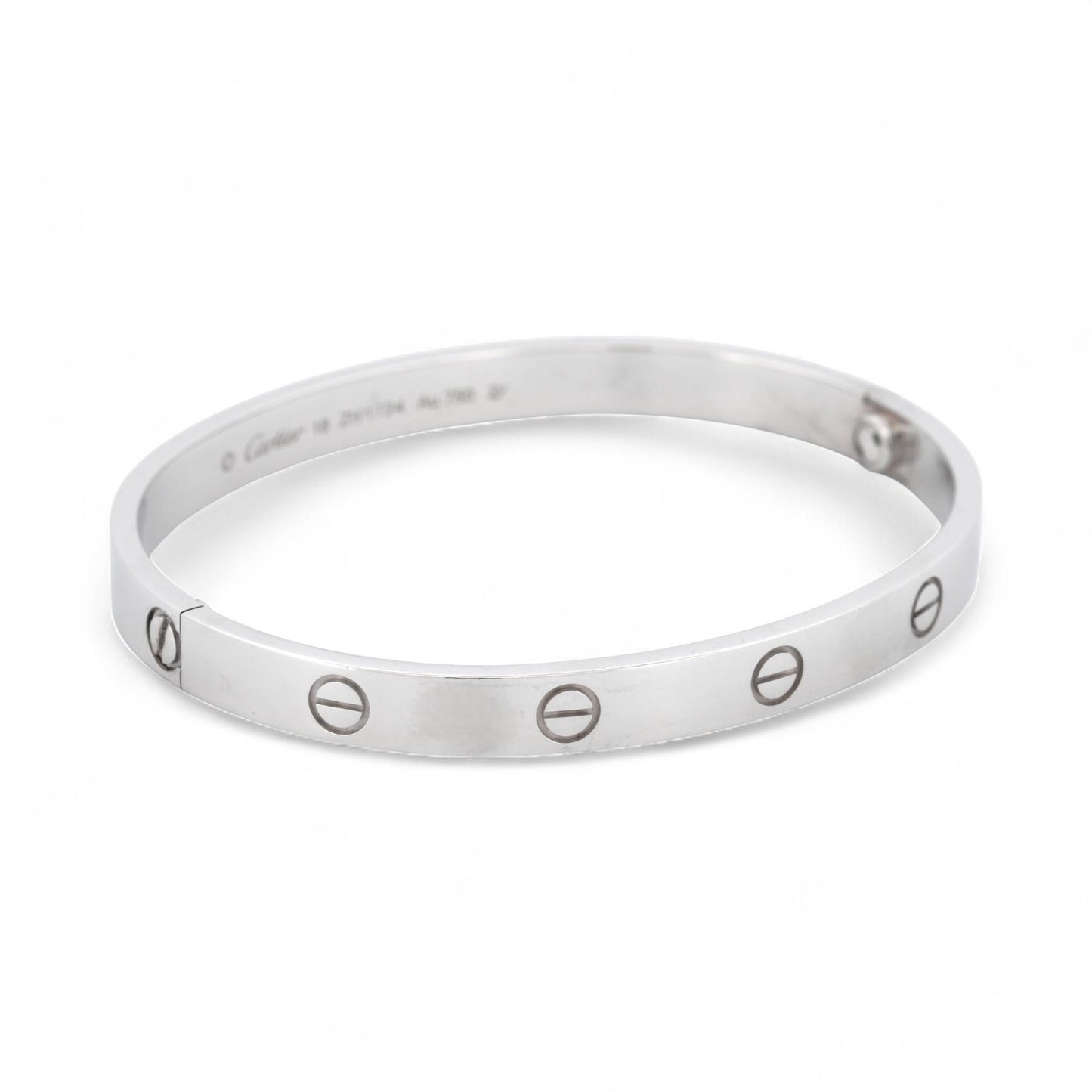 Cartier LOVE Bracelet Classic Model in 18K White Gold Size 18 Box Papers