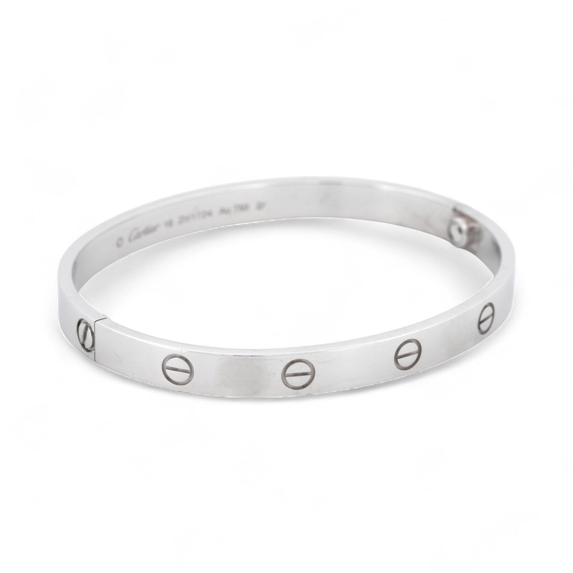 Cartier LOVE Bracelet Classic Model in 18K White Gold Size 18 Box Papers