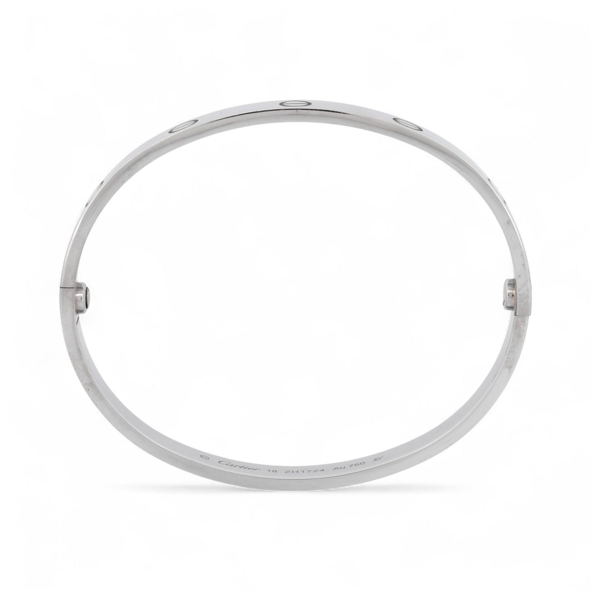 Cartier LOVE Bracelet Classic Model in 18K White Gold Size 18 Box Papers