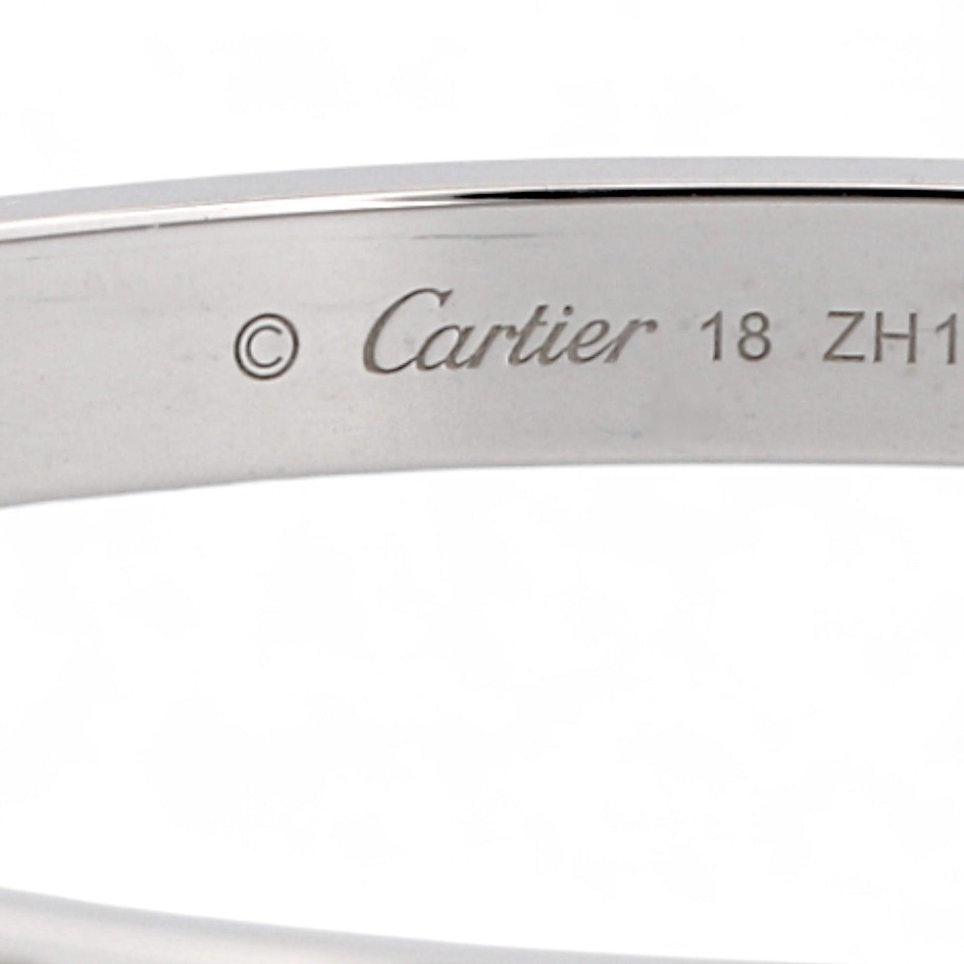 Cartier LOVE Bracelet Classic Model in 18K White Gold Size 18 Box Papers