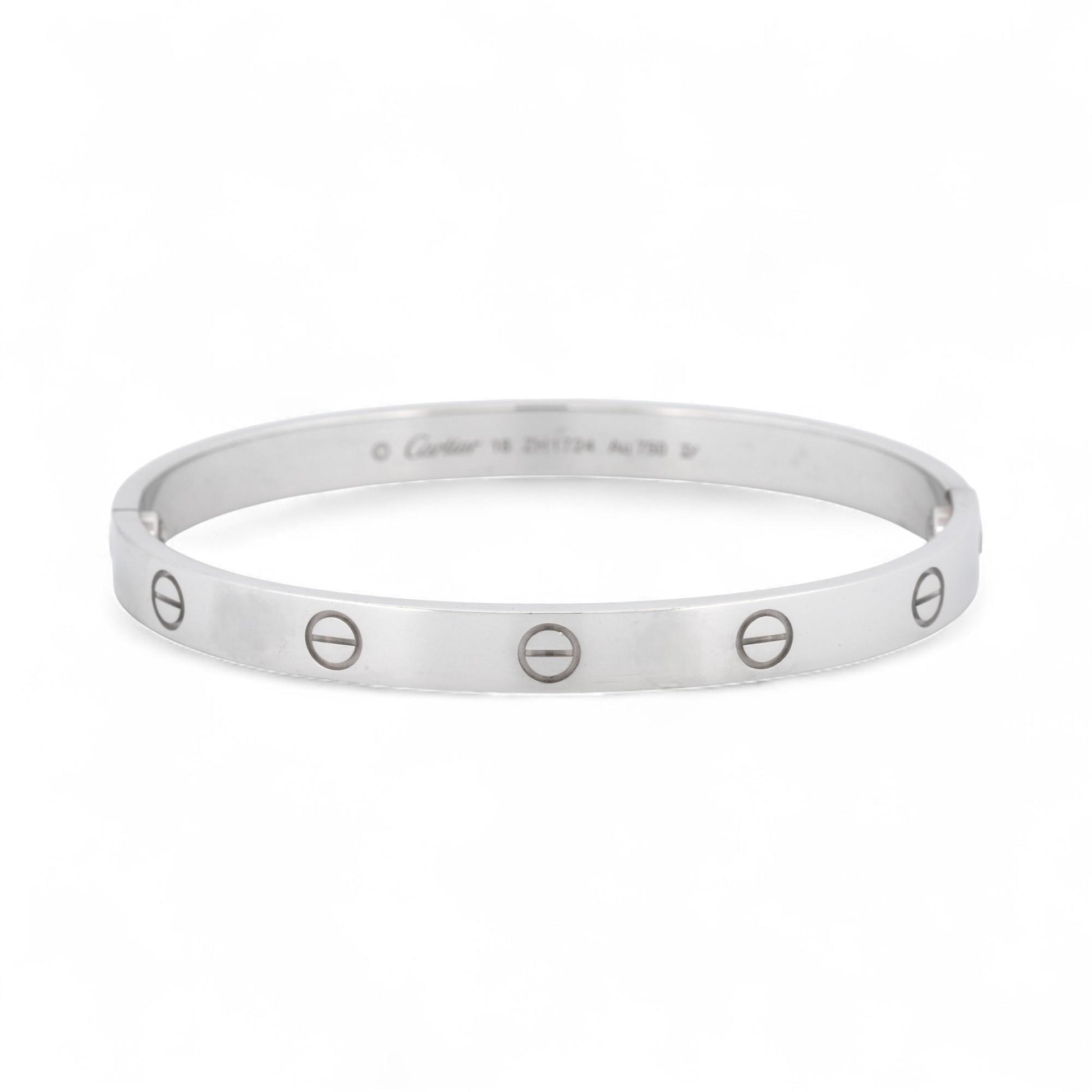 Cartier LOVE Bracelet Classic Model in 18K White Gold Size 18 Box Papers