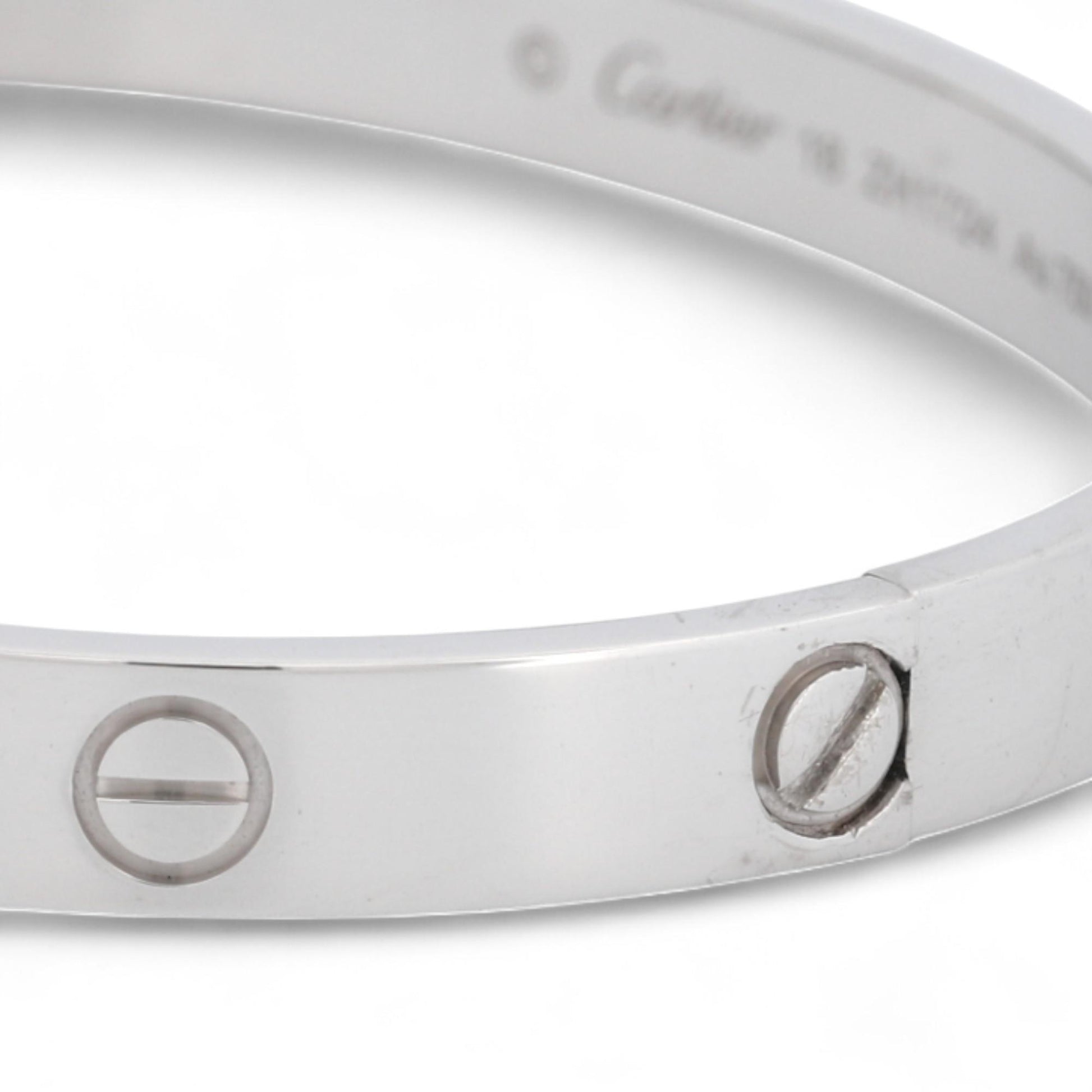 Cartier LOVE Bracelet Classic Model in 18K White Gold Size 18 Box Papers
