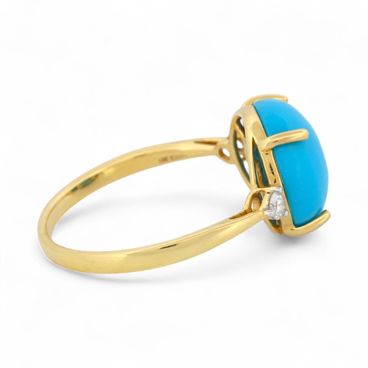 Iliana Sleeping Beauty Turquoise & Diamond Ring in 18K Yellow Gold