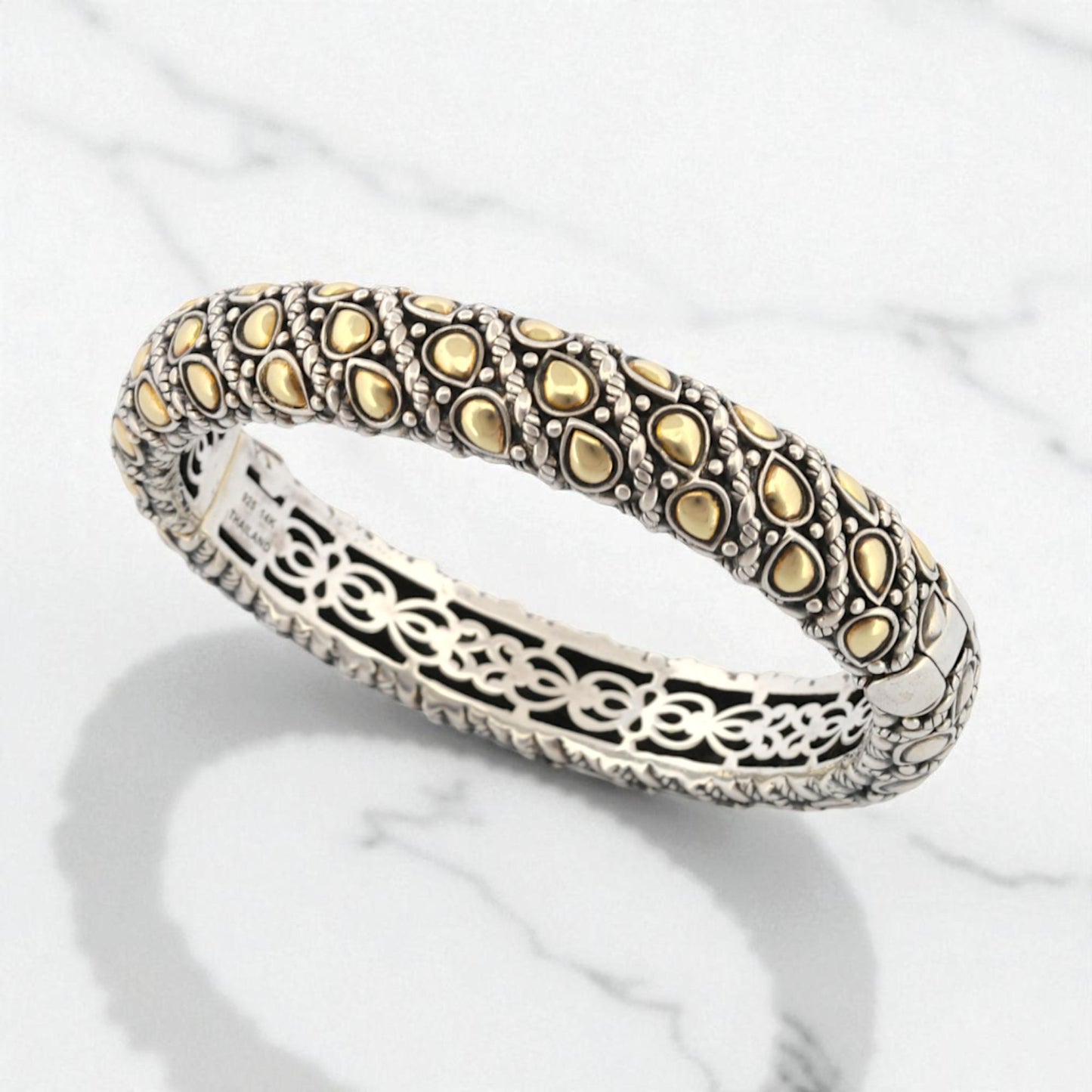 JAI by John Hardy Lotus Petal Bangle in 14K Gold & Sterling Silver