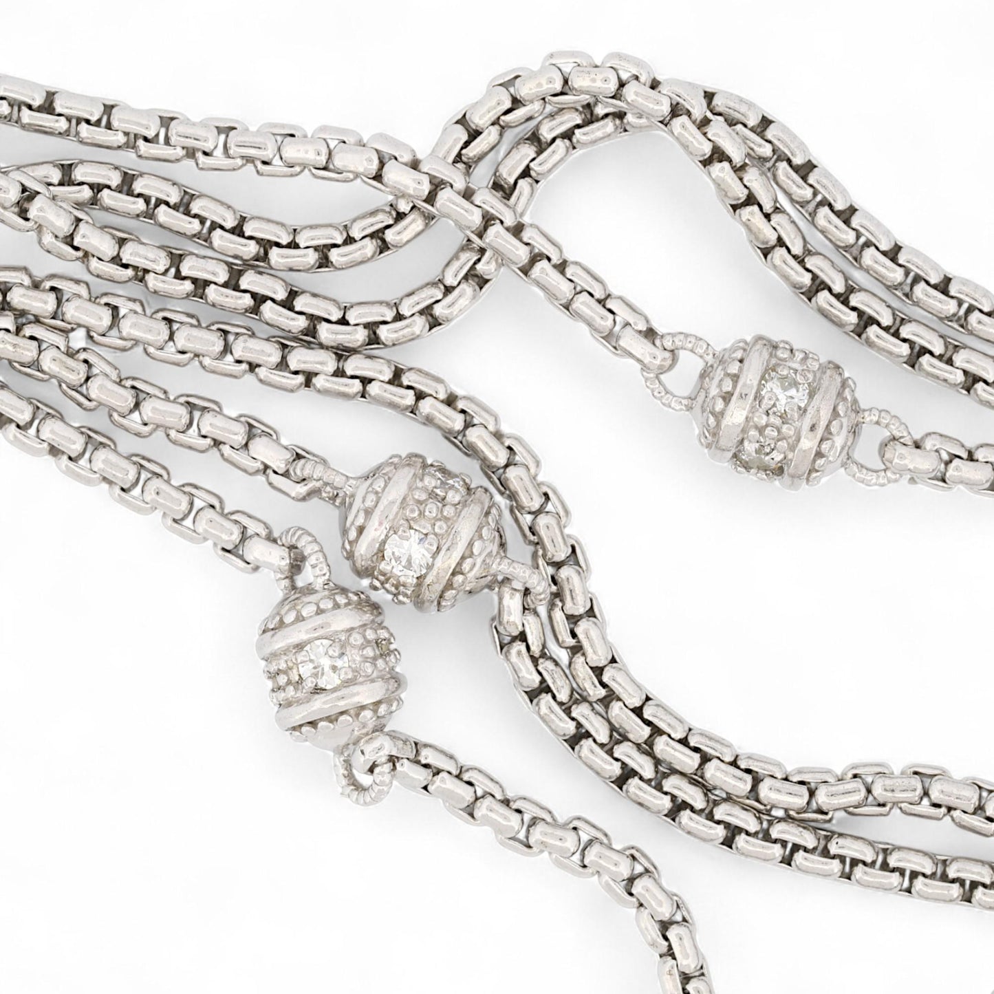 Judith Ripka Multi-Strand Diamonique Bead Station Necklace in Sterling Silver