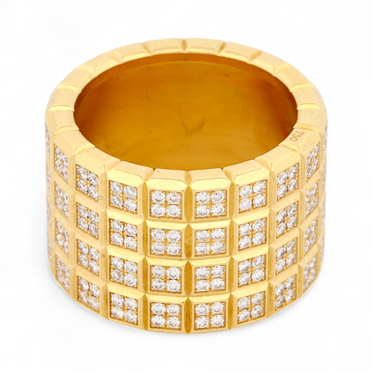 Rare Chopard Ice Cube 4-Row Pavé Diamond Ring in 18K Yellow Gold – Size 7.5