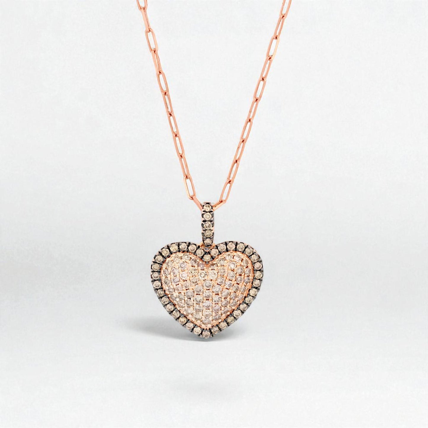 Le Vian 14K Pink Gold Pavé Diamond Heart Pendant on Rose Gold Chain – 16"