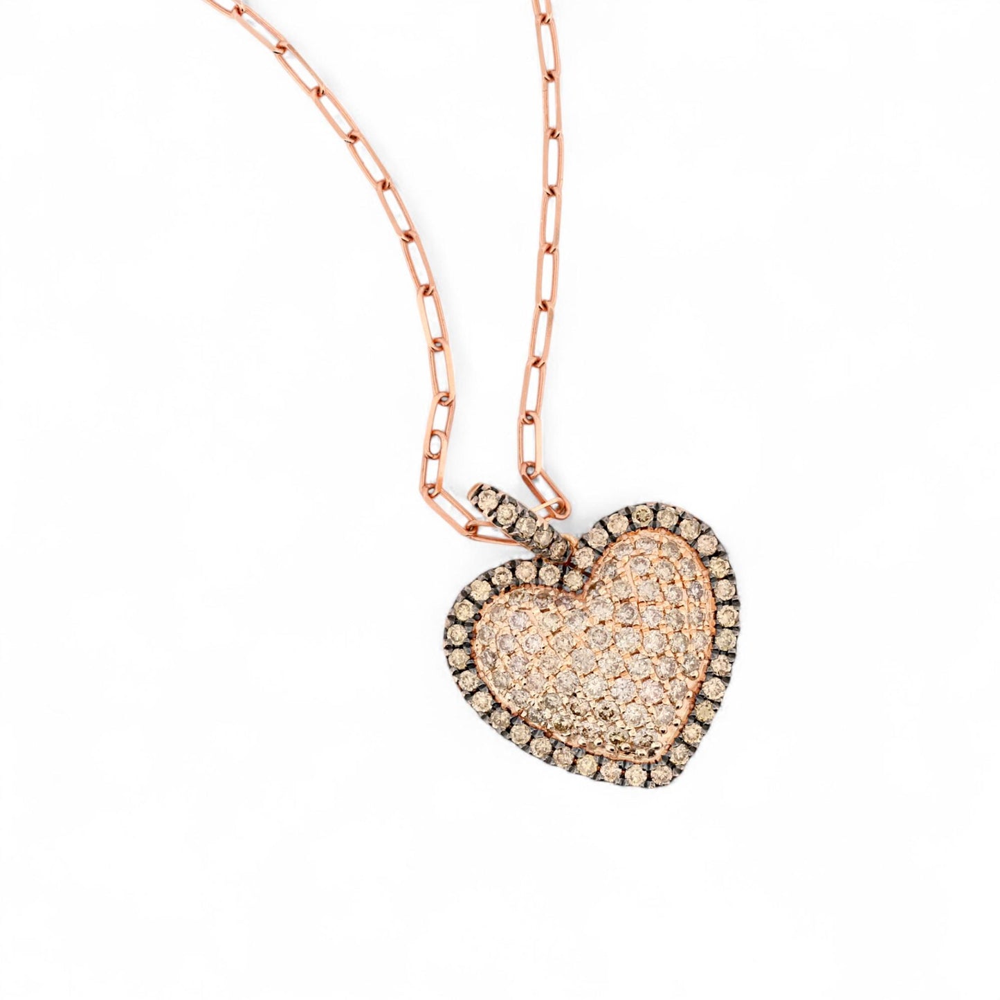 Le Vian 14K Pink Gold Pavé Diamond Heart Pendant on Rose Gold Chain – 16"