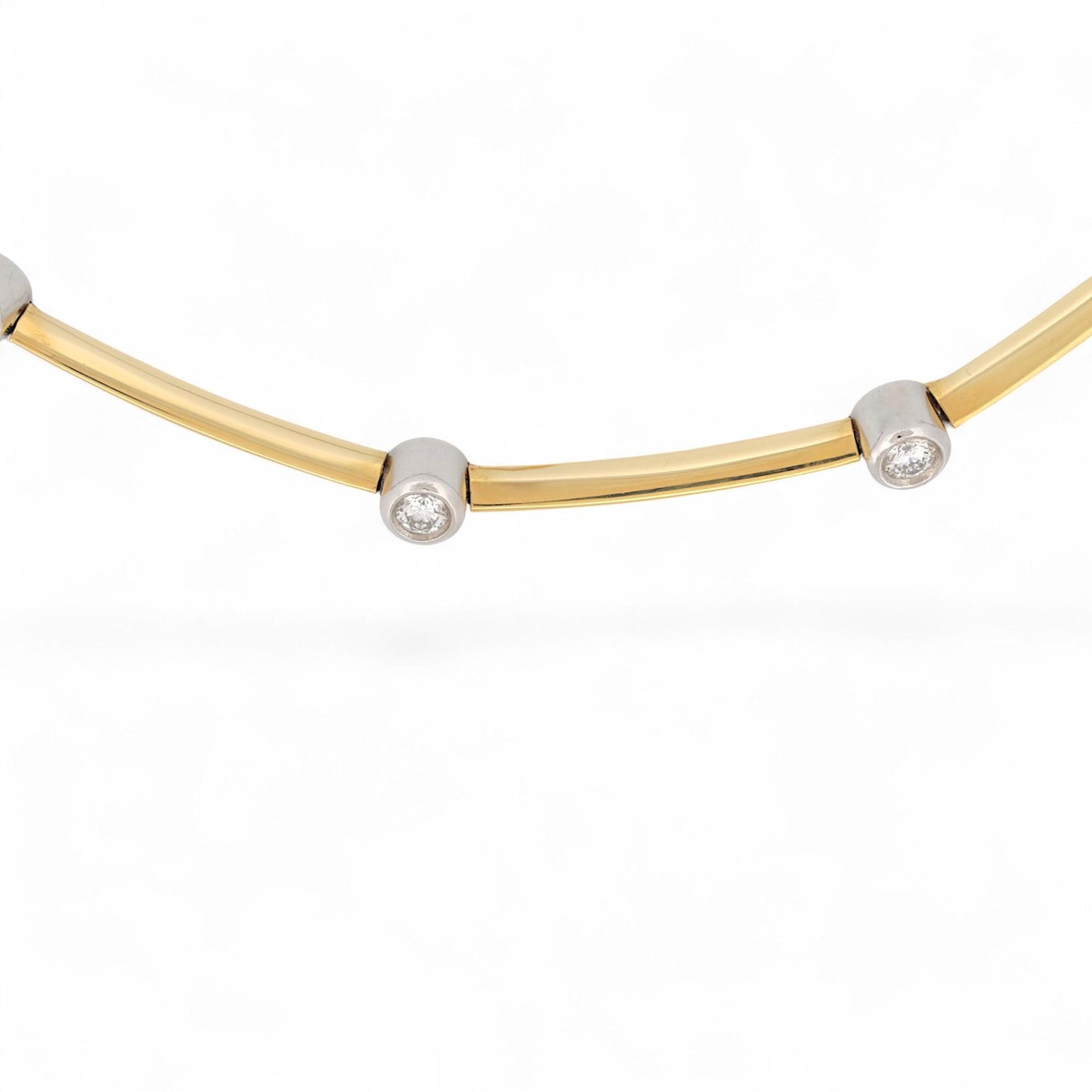 Tiffany & Co. 18K Gold & Platinum Diamond Bezel Collar Necklace 15.5 in