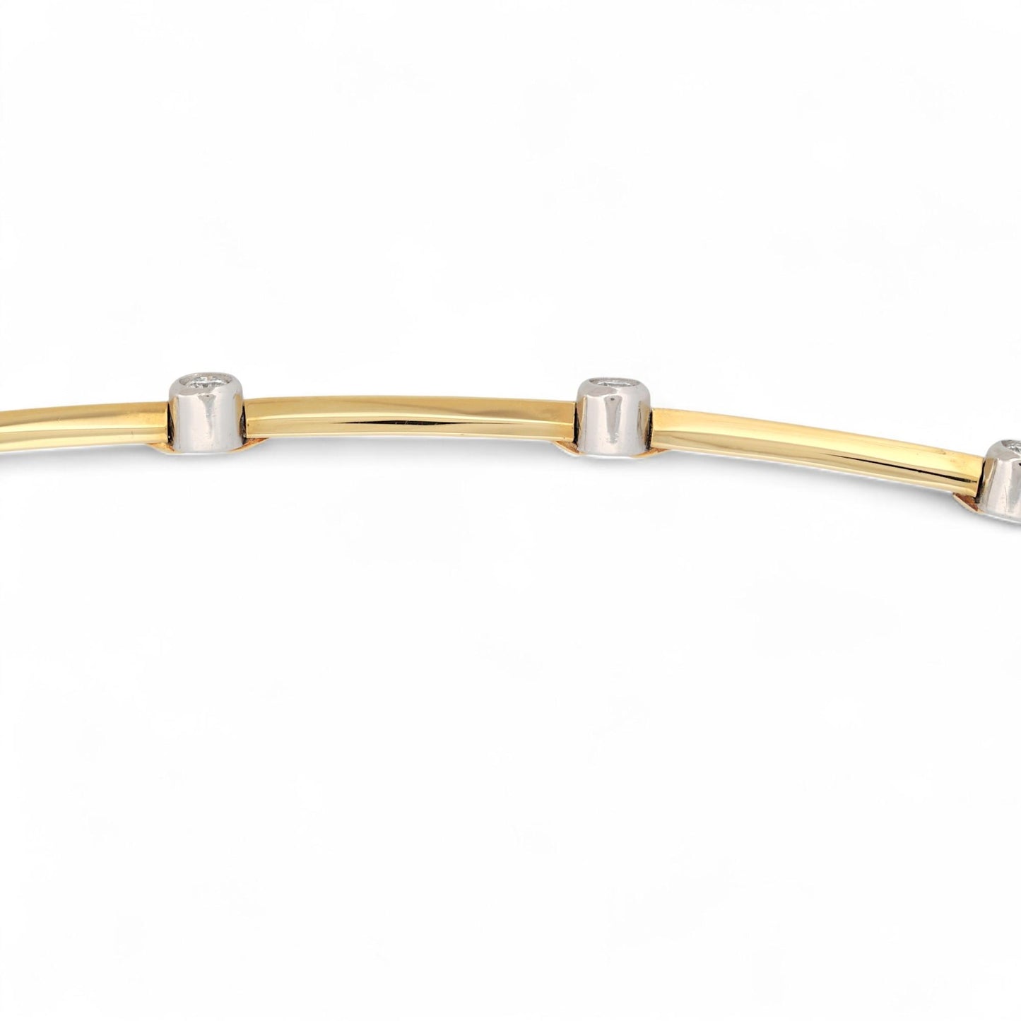 Tiffany & Co. 18K Gold & Platinum Diamond Bezel Collar Necklace 15.5 in