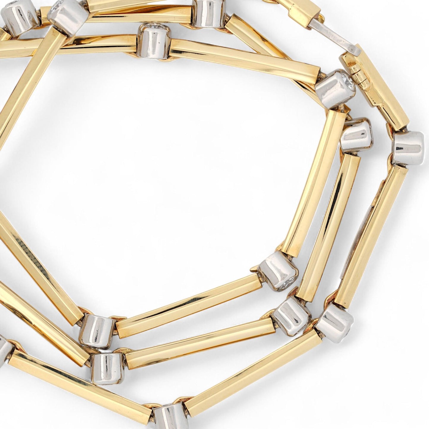 Tiffany & Co. 18K Gold & Platinum Diamond Bezel Collar Necklace 15.5 in