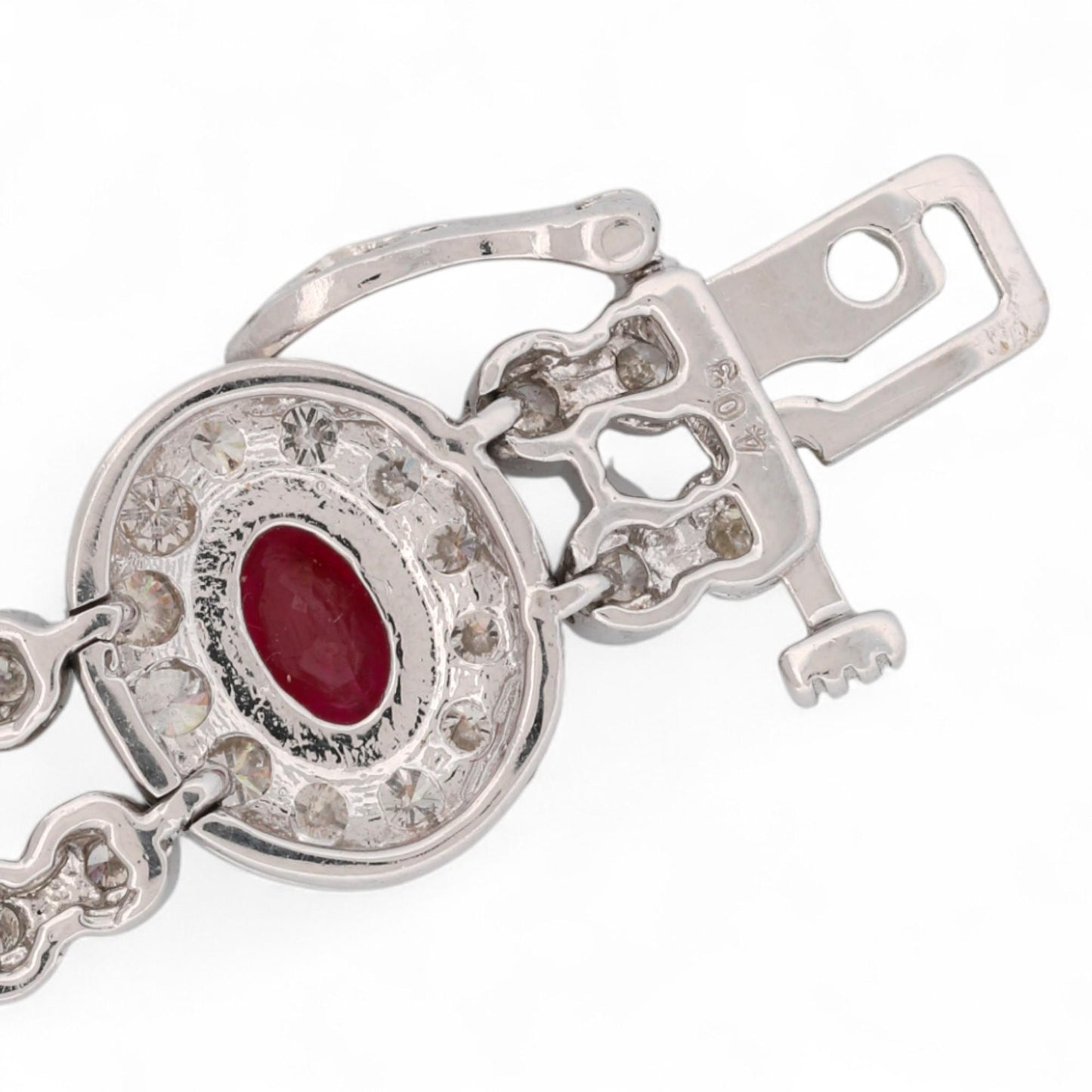14K White Gold Multi-Color Sapphire & Diamond Pavé Link Bracelet 7.5 in