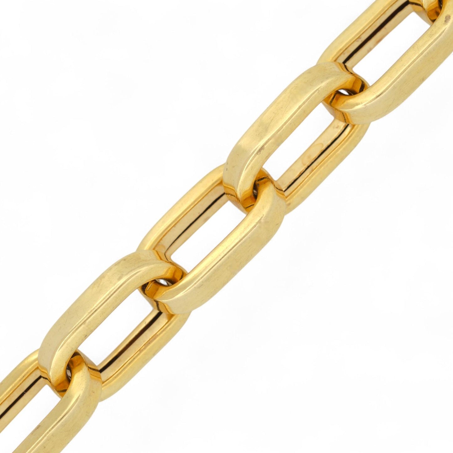 Modern 18K Yellow Gold Large Paperclip Link Chain Bracelet