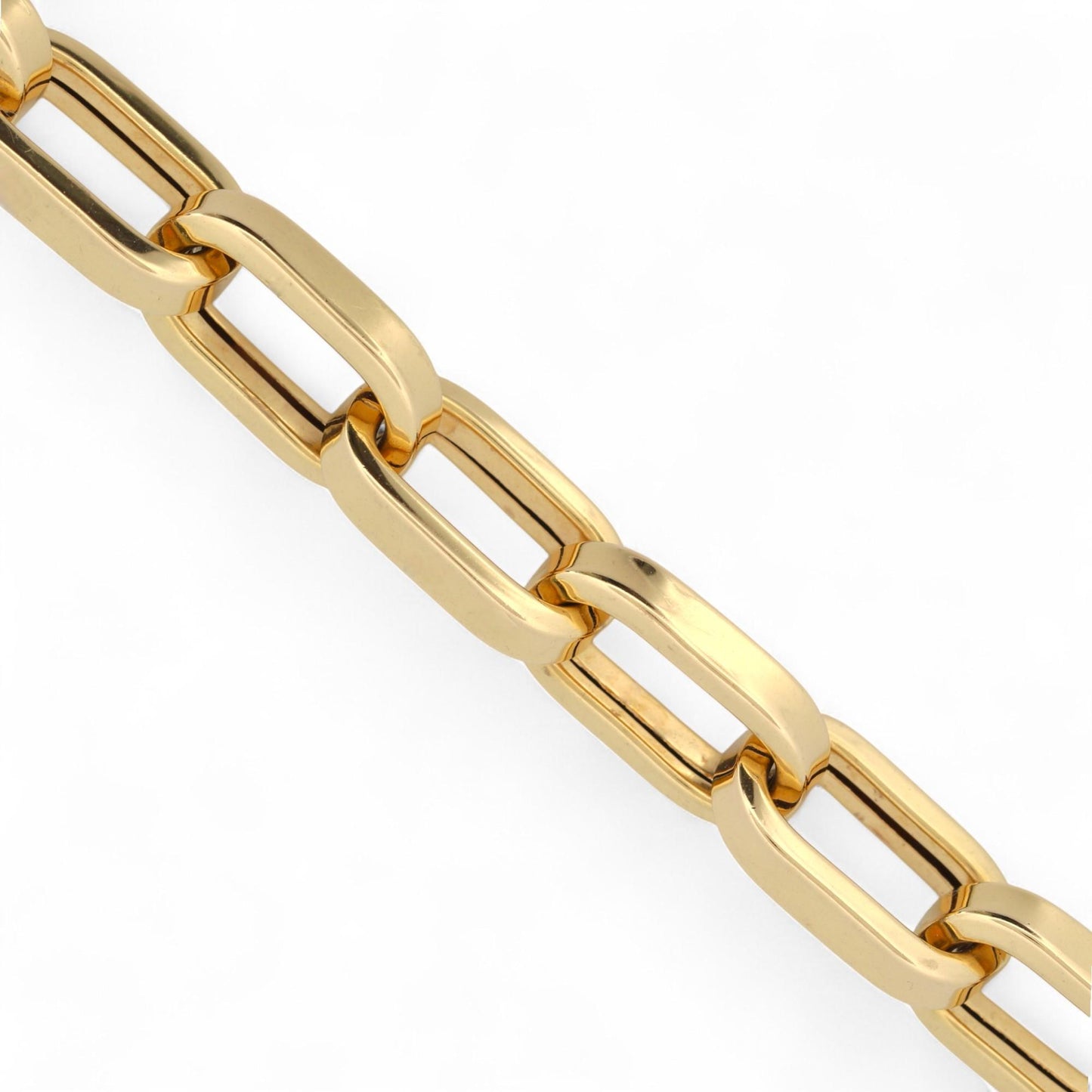 Modern 18K Yellow Gold Large Paperclip Link Chain Bracelet