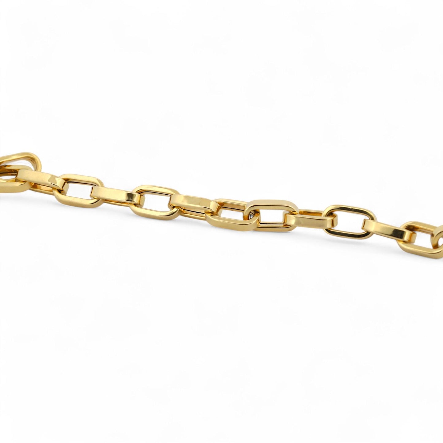 Modern 18K Yellow Gold Large Paperclip Link Chain Bracelet