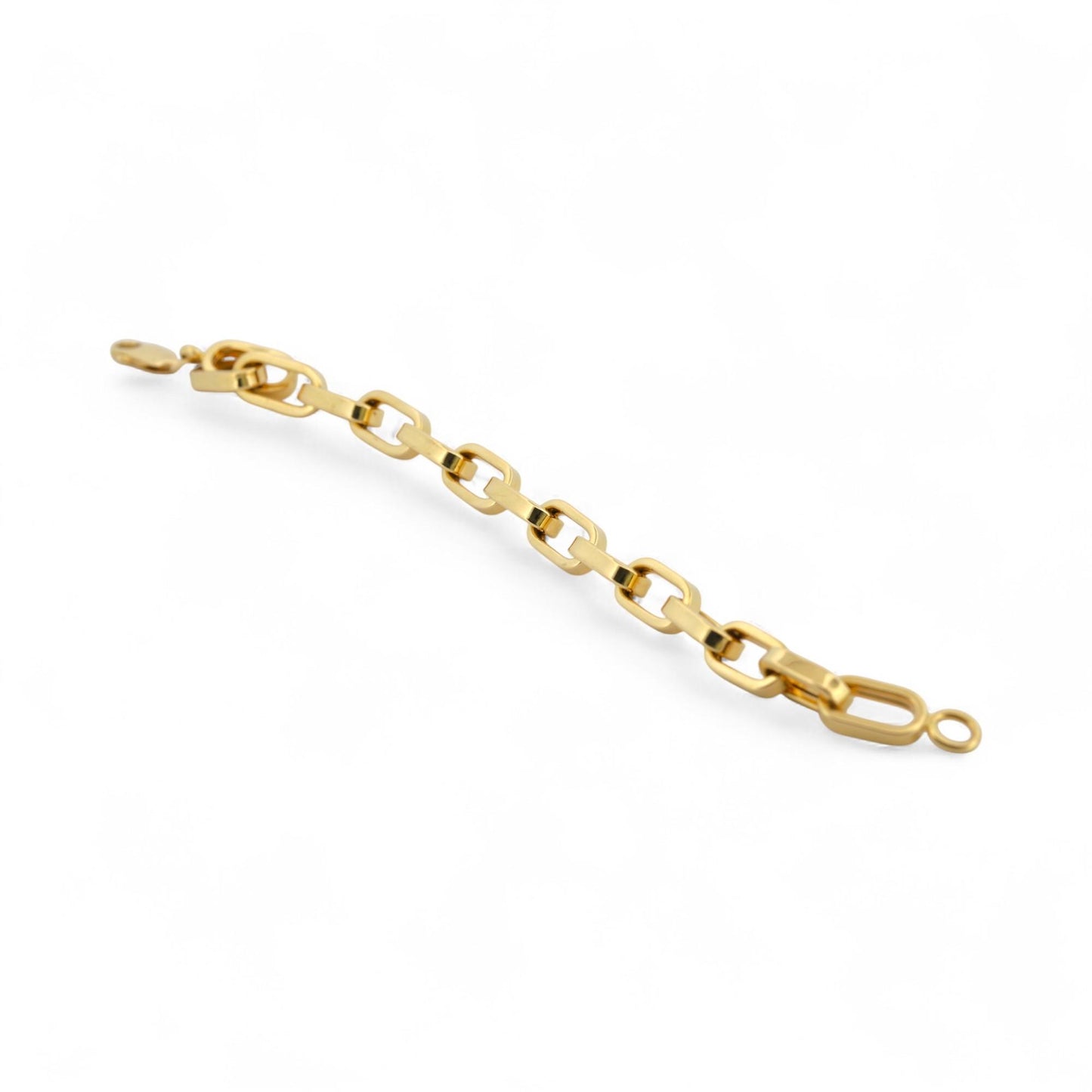 Modern 18K Yellow Gold Large Paperclip Link Chain Bracelet