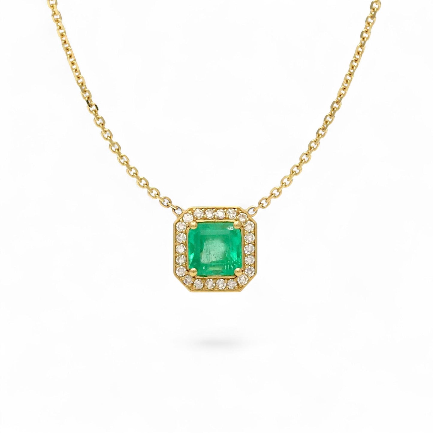 Jennifer Rivera 18K Gold Emerald & Diamond Cage Pendant Necklace 1.78 ct