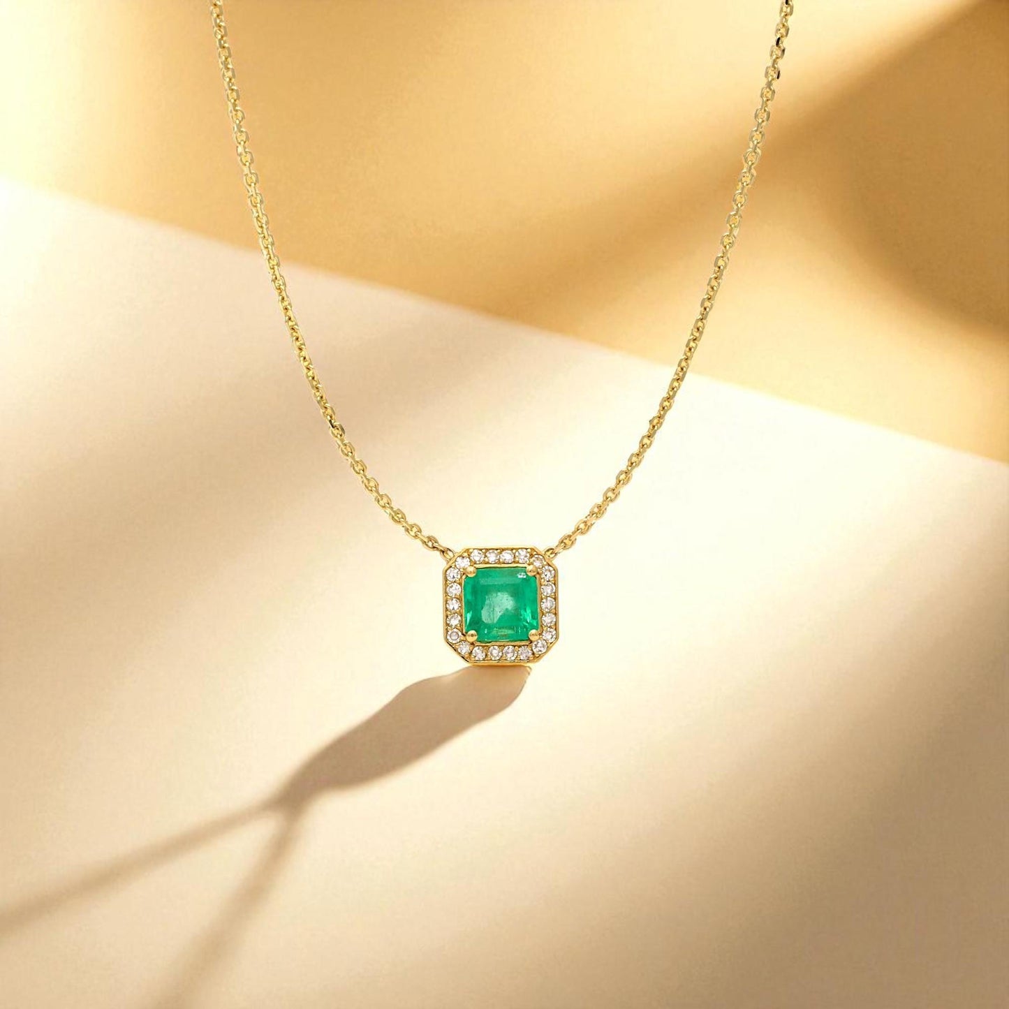 Jennifer Rivera 18K Gold Emerald & Diamond Cage Pendant Necklace 1.78 ct
