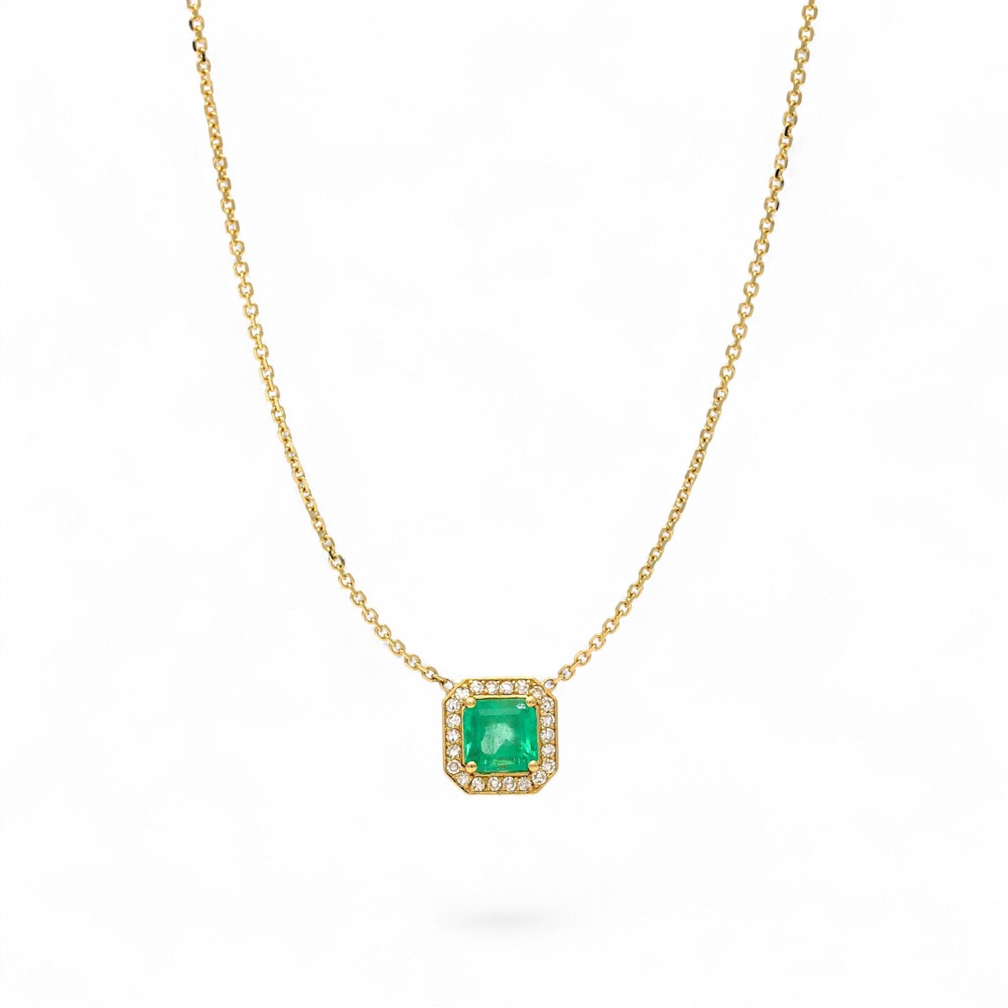 Jennifer Rivera 18K Gold Emerald & Diamond Cage Pendant Necklace 1.78 ct