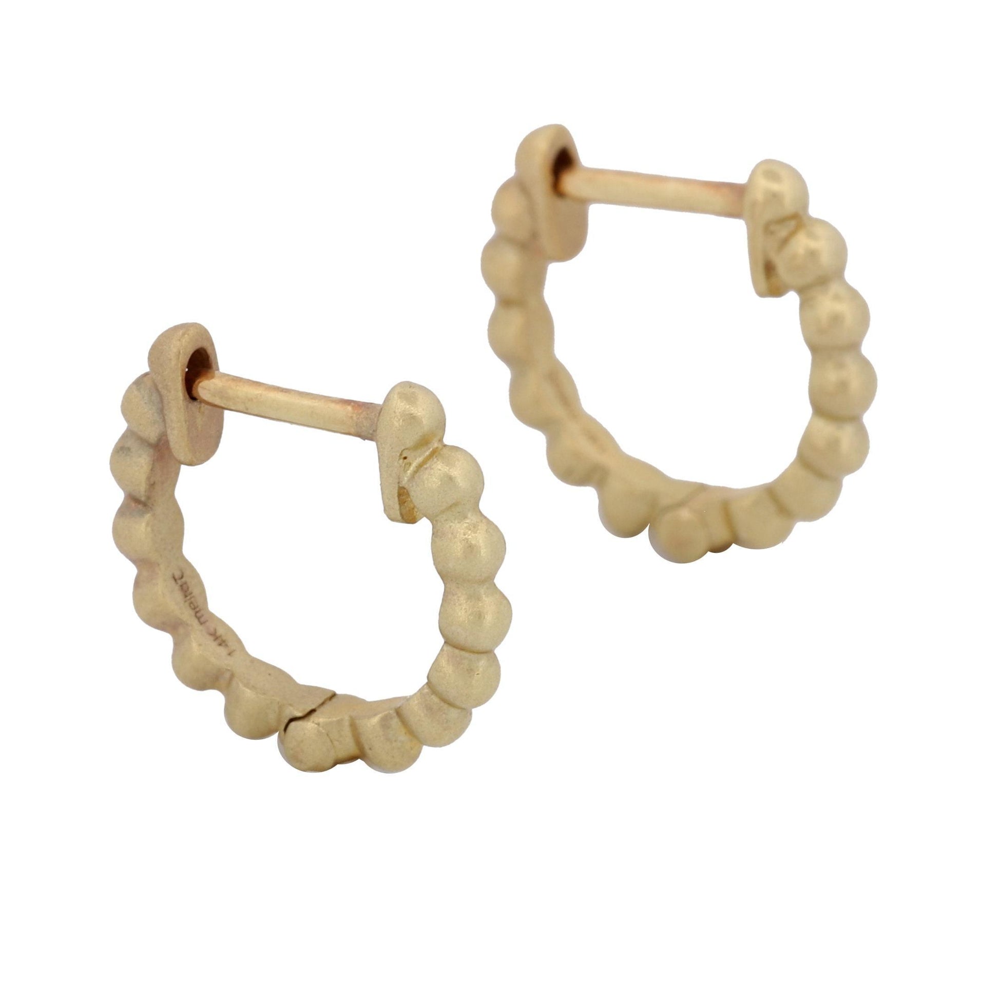 Meira T Beaded Huggie Hoop Earrings in 14k Yellow Gold